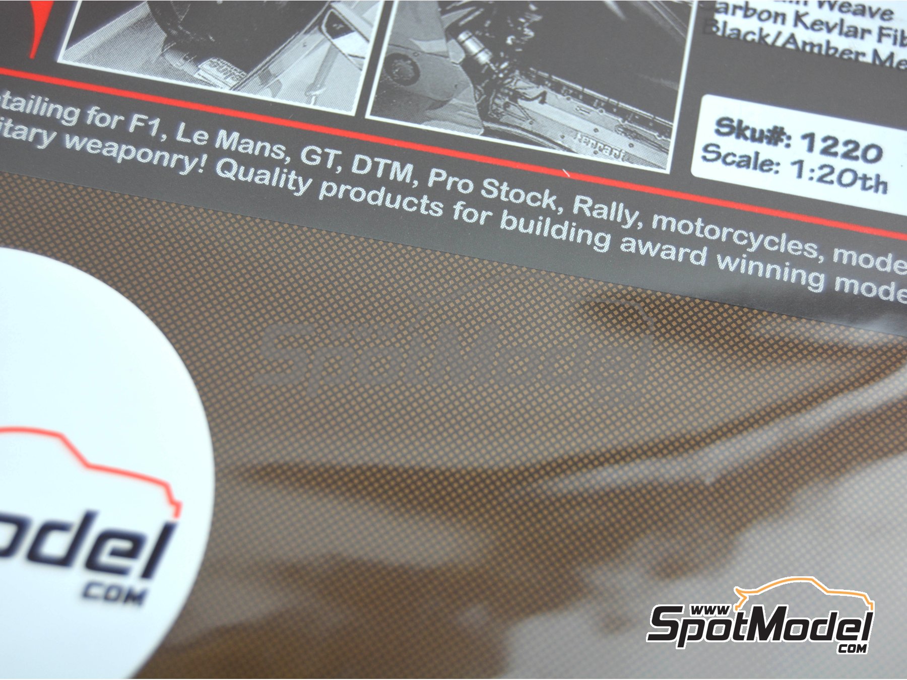 Image 3: Kevlar twill weave black on amber big size pattern | Kevlar fiber decal in 1/20 scale manufactured by Scale Motorsport (ref.&nbsp;SM1220, also 1220)