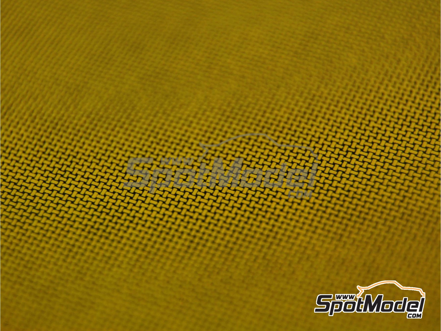 Image 2: Kevlar amarillo sobre fondo negro con trama entrelazada tamaño mediano | Calca de trama de kevlar en escala 1/24 fabricado por Scale Motorsport (ref. SM1324, tambien 1324)