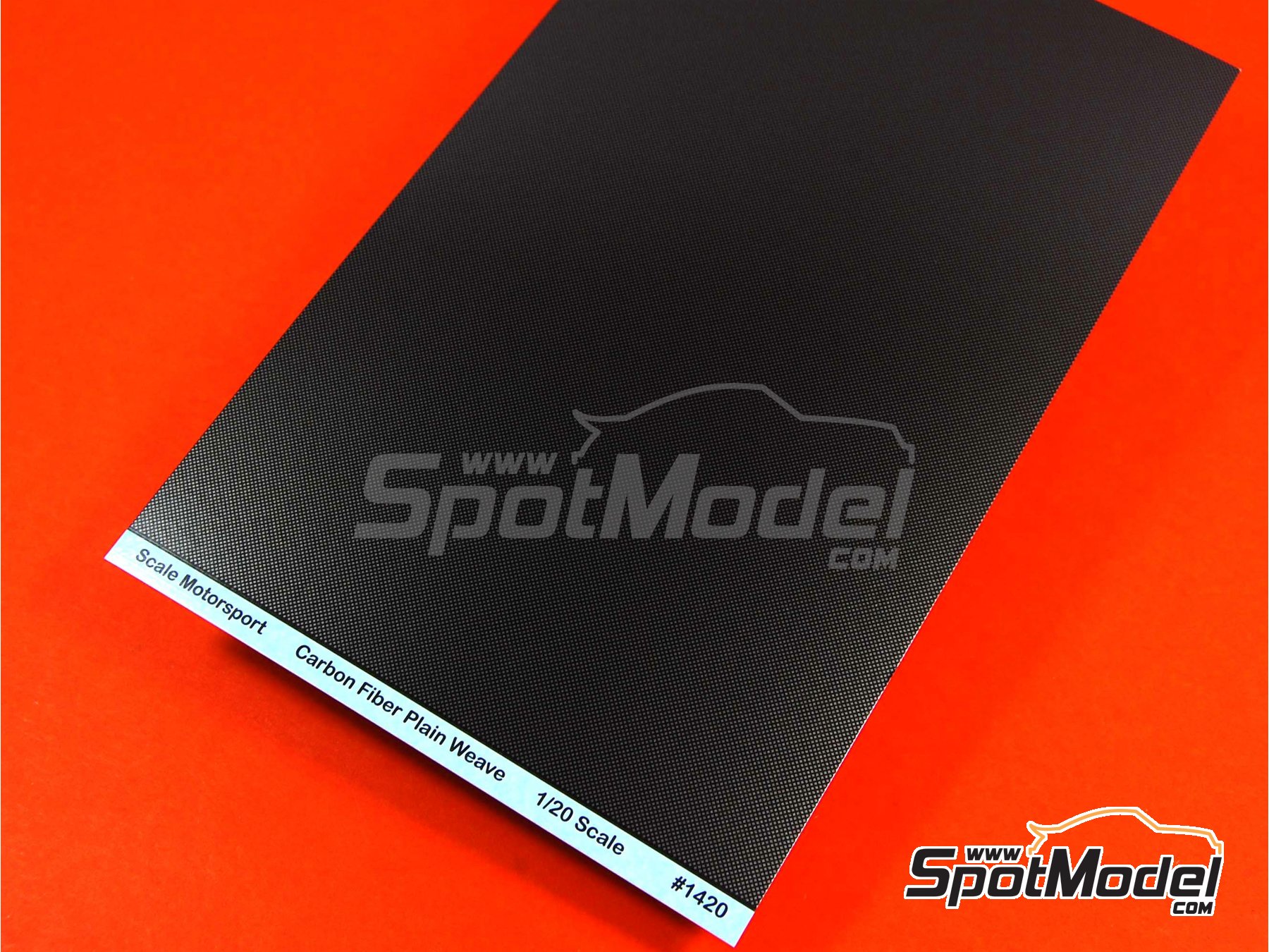 Image 1: Large size plain weave carbon fiber pattern in black and pewter | Carbon fiber decal in 1/20 scale manufactured by Scale Motorsport (ref.&nbsp;SM1420, also 1420)