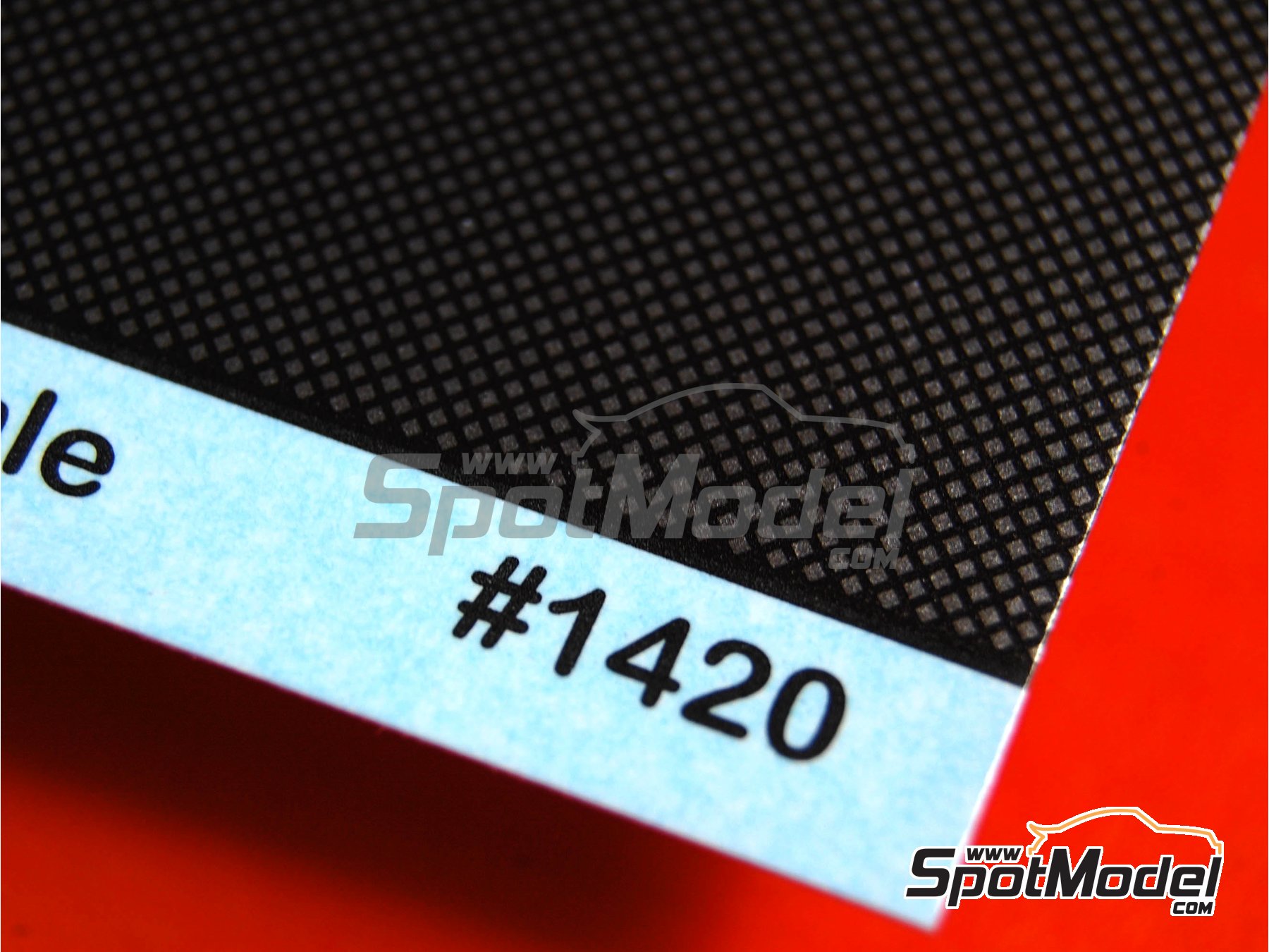 Image 2: Large size plain weave carbon fiber pattern in black and pewter | Carbon fiber decal in 1/20 scale manufactured by Scale Motorsport (ref.&nbsp;SM1420, also 1420)