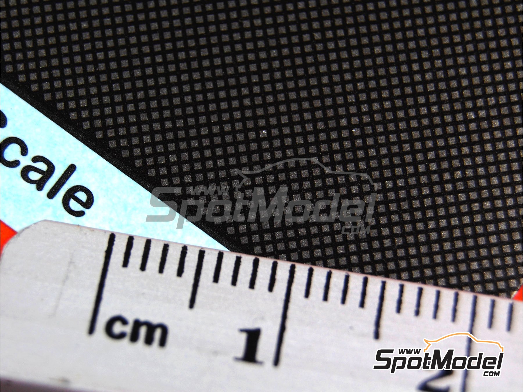 Image 4: Large size plain weave carbon fiber pattern in black and pewter | Carbon fiber decal in 1/20 scale manufactured by Scale Motorsport (ref.&nbsp;SM1420, also 1420)