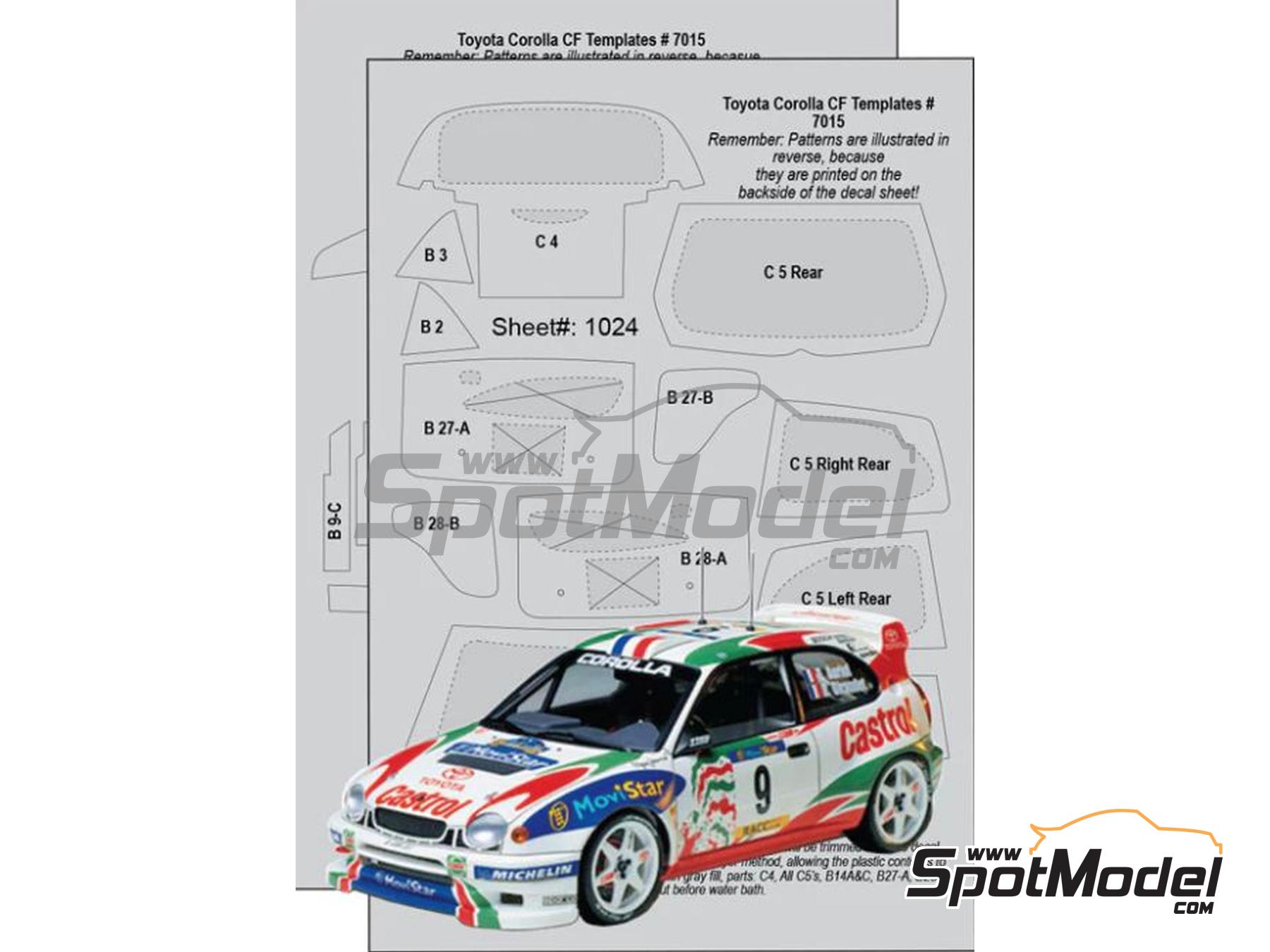 Image 1: Toyota Corolla WRC | Carbon fibre pattern decal set in 1/24 scale manufactured by Scale Motorsport (ref. SM7015, also 0810614007018 and 7015)