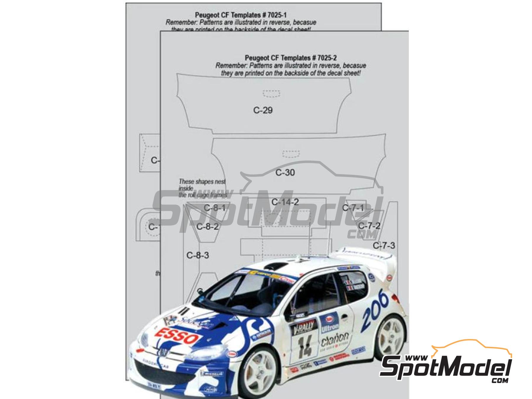 Image 1: Peugeot 206 WRC | Patron de fibra de carbono en calca en escala&nbsp;1/24 fabricado por Scale Motorsport (ref.&nbsp;SM7025, tambien 7025)