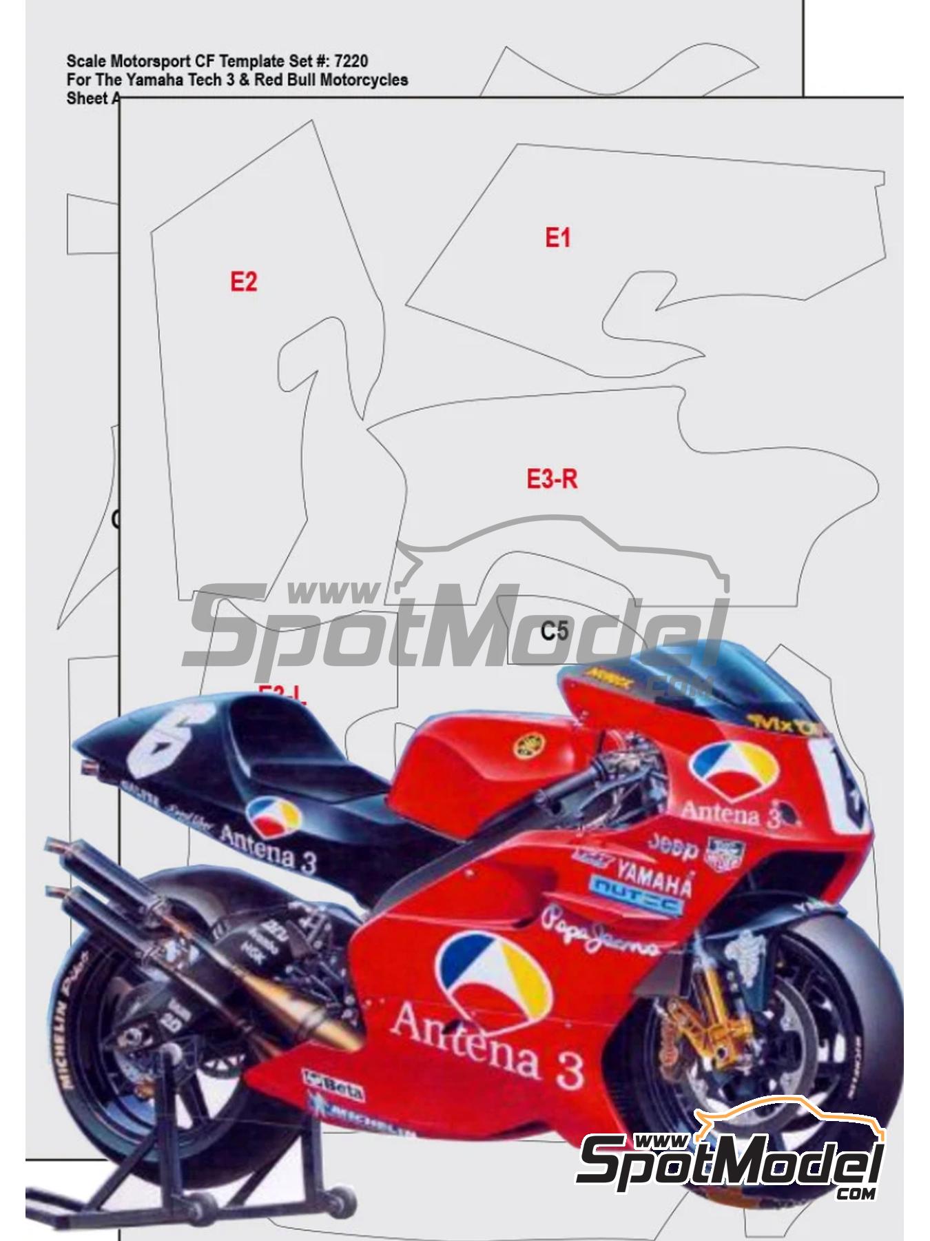 Yamaha YZR500 OWK6 -  1999 | Patron de fibra de carbono en calca en escala 1/12 fabricado por Scale Motorsport (ref. SM7220, tambien 0810614007223 y 7220) image