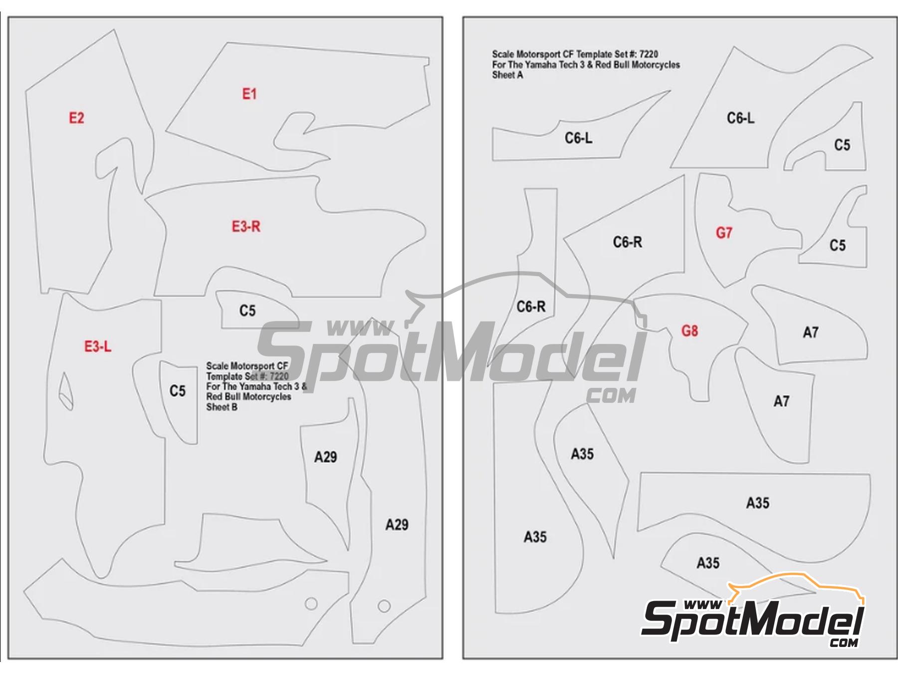 Image 1: Yamaha YZR500 OWK6 -  1999 | Patron de fibra de carbono en calca en escala 1/12 fabricado por Scale Motorsport (ref. SM7220, tambien 0810614007223 y 7220)