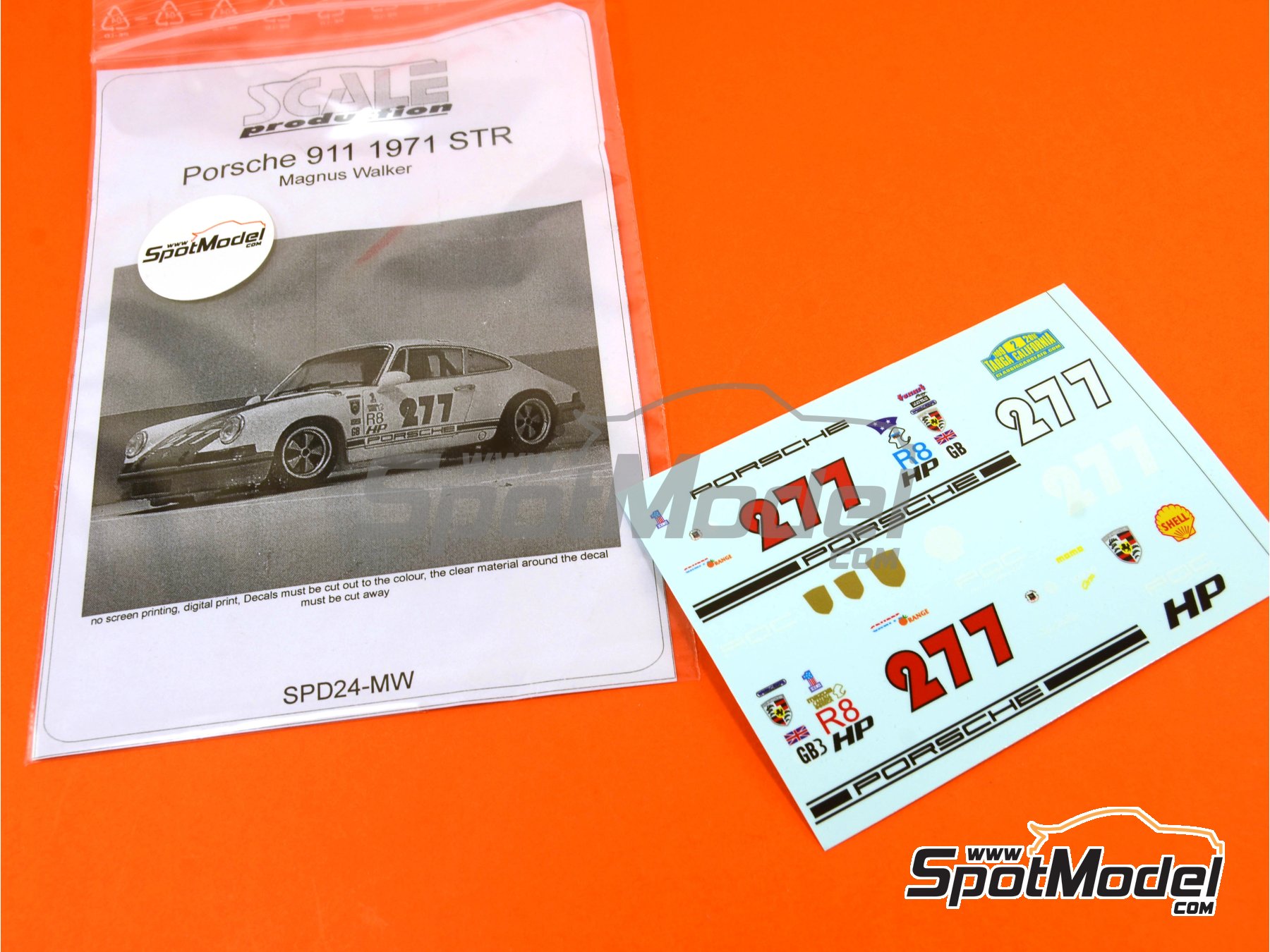 Image 1: Porsche 911 sponsored by Magnus Walker STR -  1971 | Marking / livery in 1/24 scale manufactured by Scale Production (ref.&nbsp;SPD24-MW)