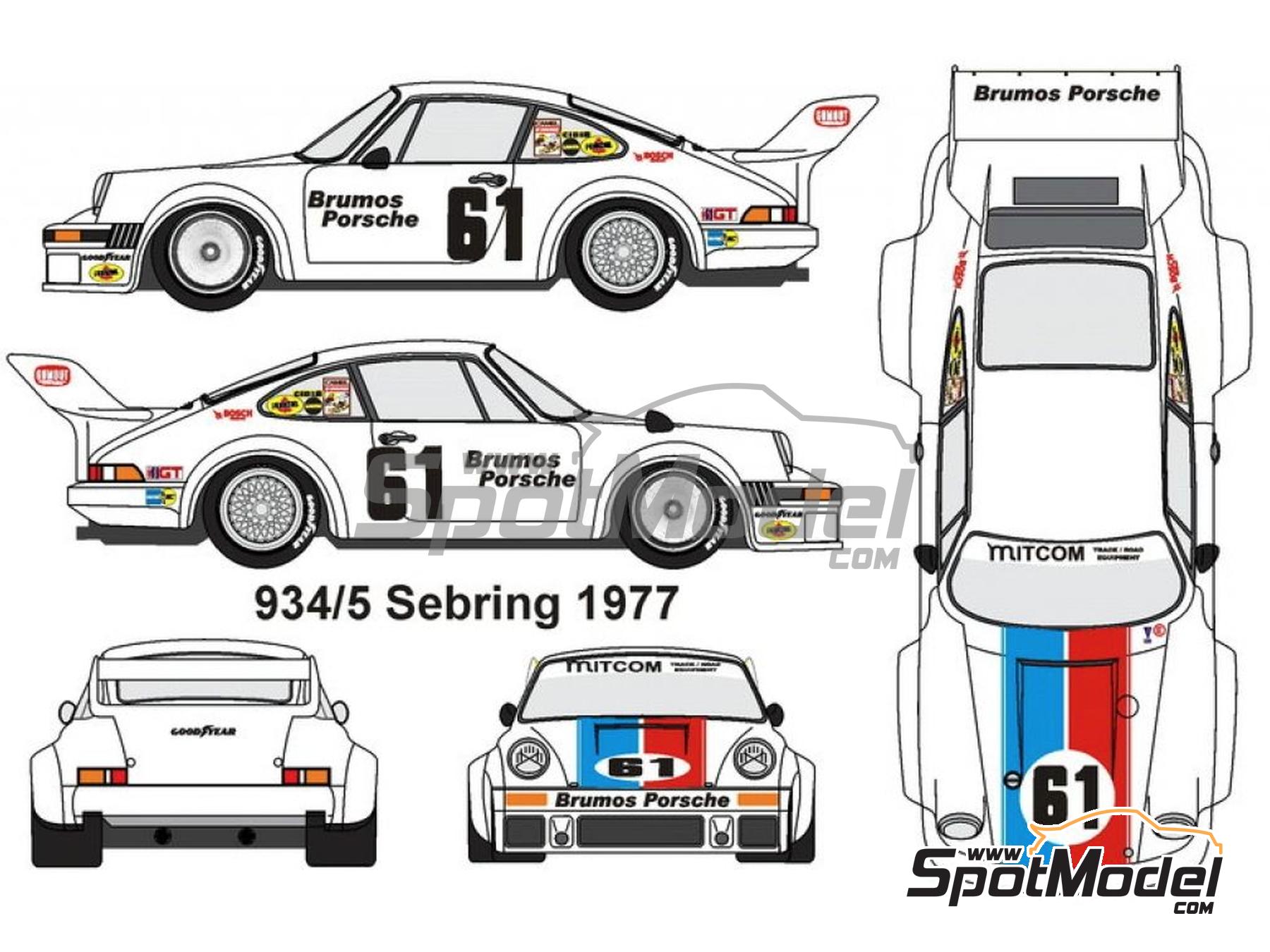 Image 3: Porsche 911 RSR 2.8 - Porsche 934/5 Equipo Brumos Racing patrocinado por Garrard - 12 Horas de Sebring, 24 Horas de Daytona 1973 y 1977 | Decoraci&oacute;n en escala&nbsp;1/24 fabricado por Scale Production (ref.&nbsp;SPD24062)