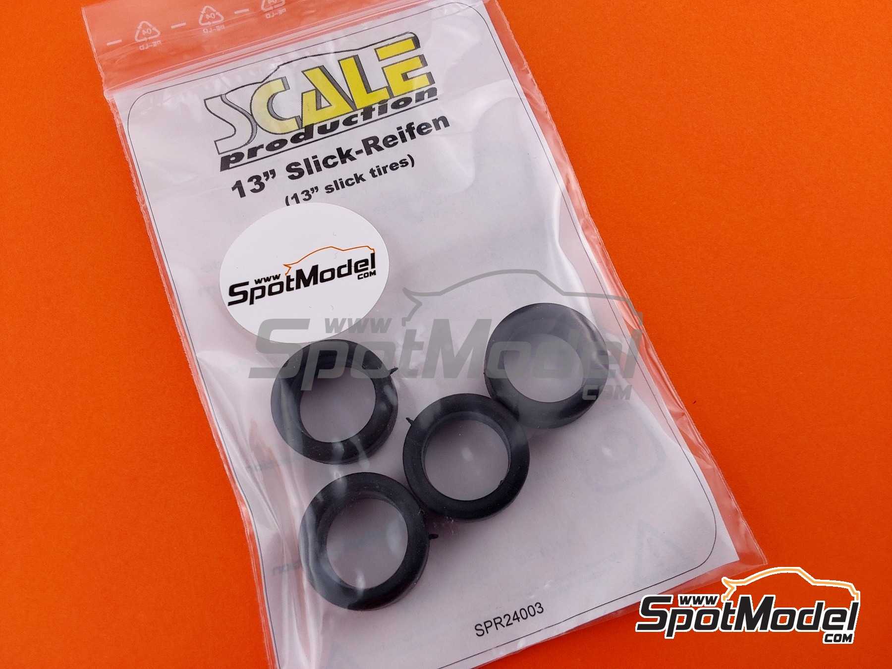 Image 1: Slick lisos de 13 pulgadas | Neum&aacute;ticos en escala&nbsp;1/24 fabricado por Scale Production (ref.&nbsp;SPR24003)