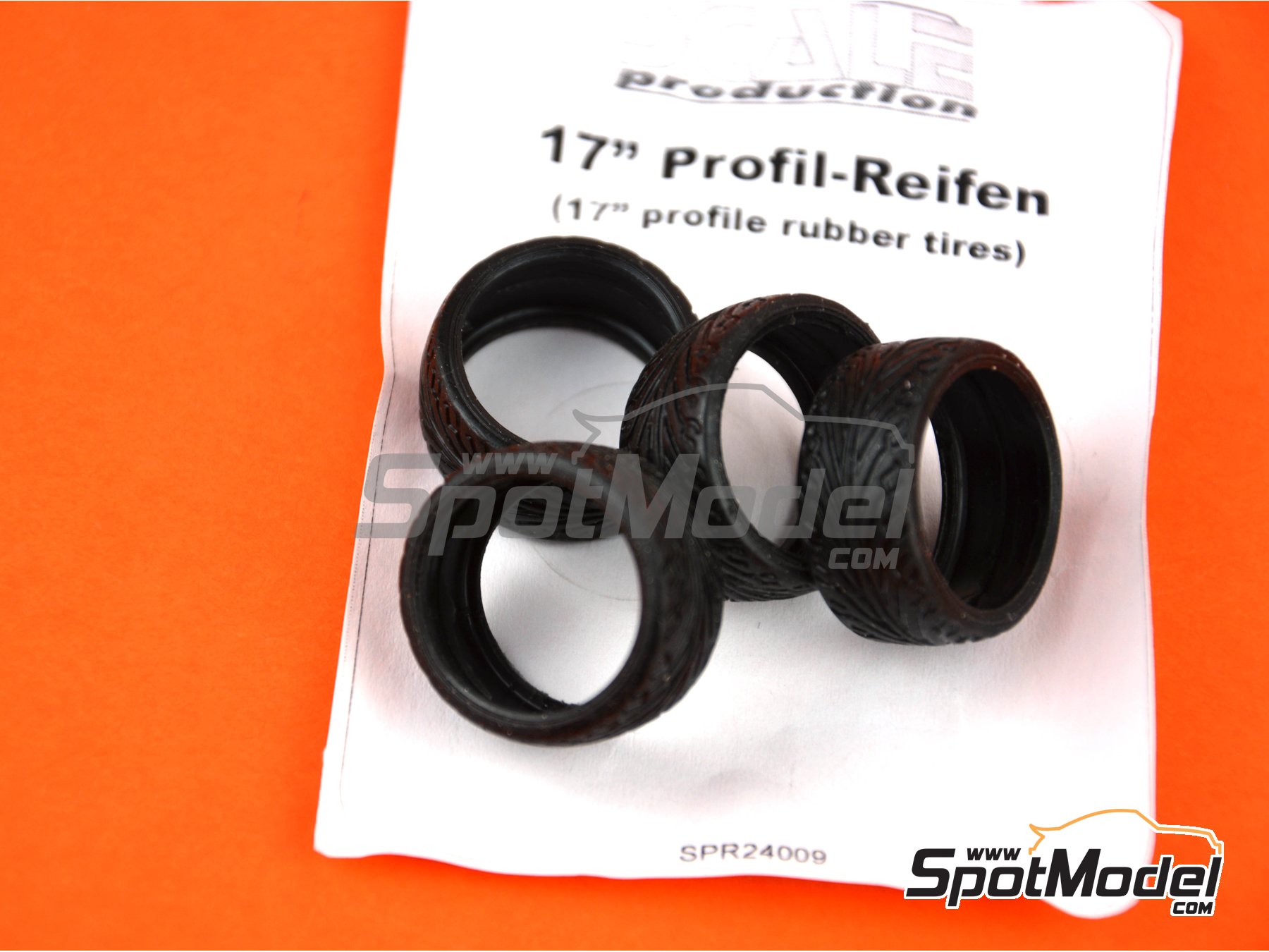 Image 1: 17 inches tread tyres | Tyre set in 1/24 scale manufactured by Scale Production (ref.&nbsp;SPR24009)