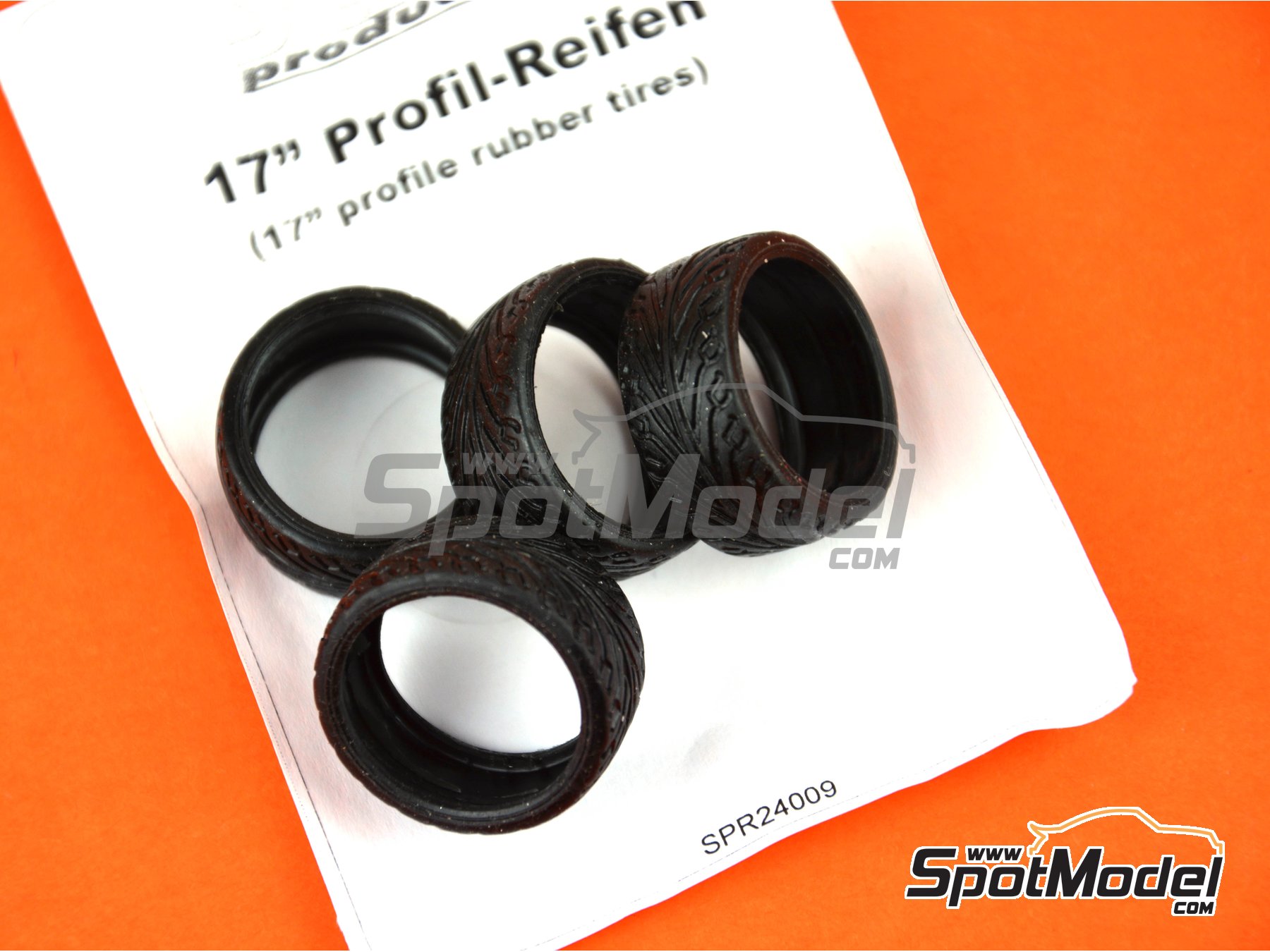 Image 2: 17 inches tread tyres | Tyre set in 1/24 scale manufactured by Scale Production (ref.&nbsp;SPR24009)