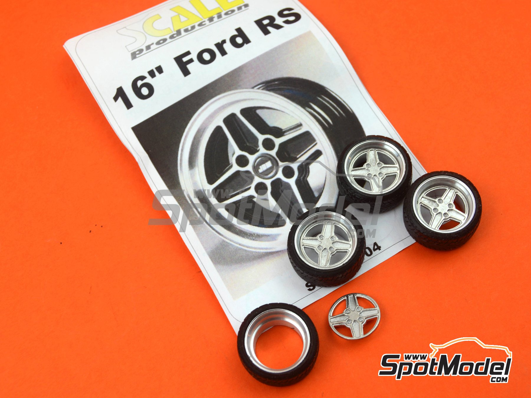 Image 7: 16 inches Ford RS | Rims and tyres set in 1/24 scale manufactured by Scale Production (ref.&nbsp;SPRF24104, also SPRF24104+TREAD)