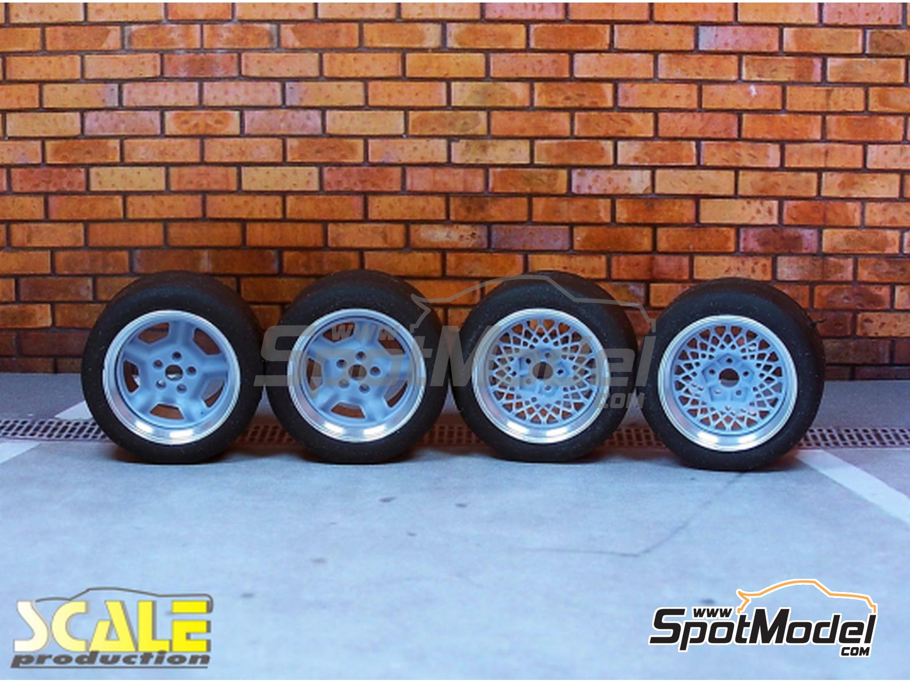 Image 1: Ronal + BBS 15 pulgadas para Opel Ascona 400 | Llantas en escala 1/24 fabricado por Scale Production (ref. SPRF24219)