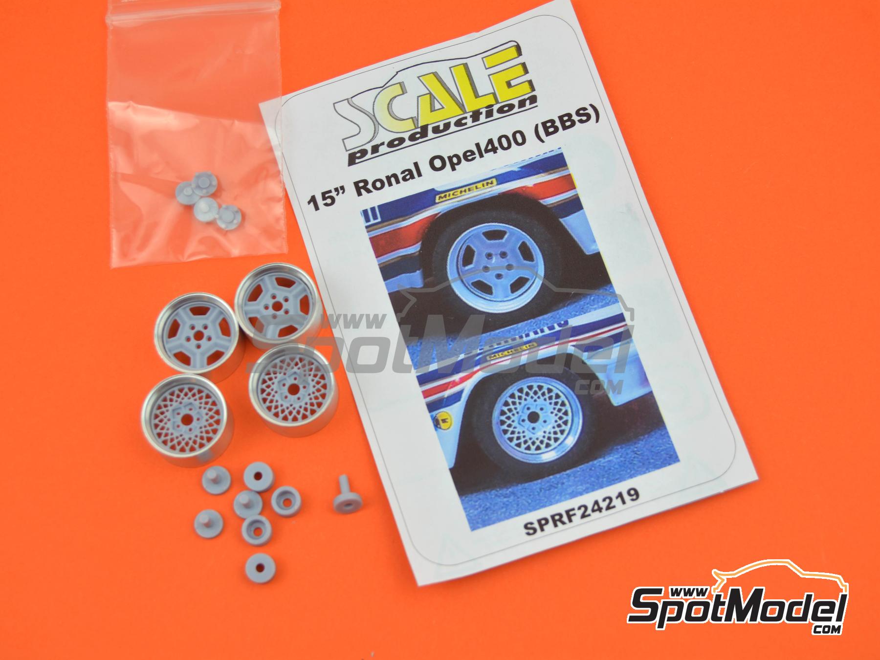 Image 9: Ronal + BBS 15 pulgadas para Opel Ascona 400 | Llantas en escala 1/24 fabricado por Scale Production (ref. SPRF24219)