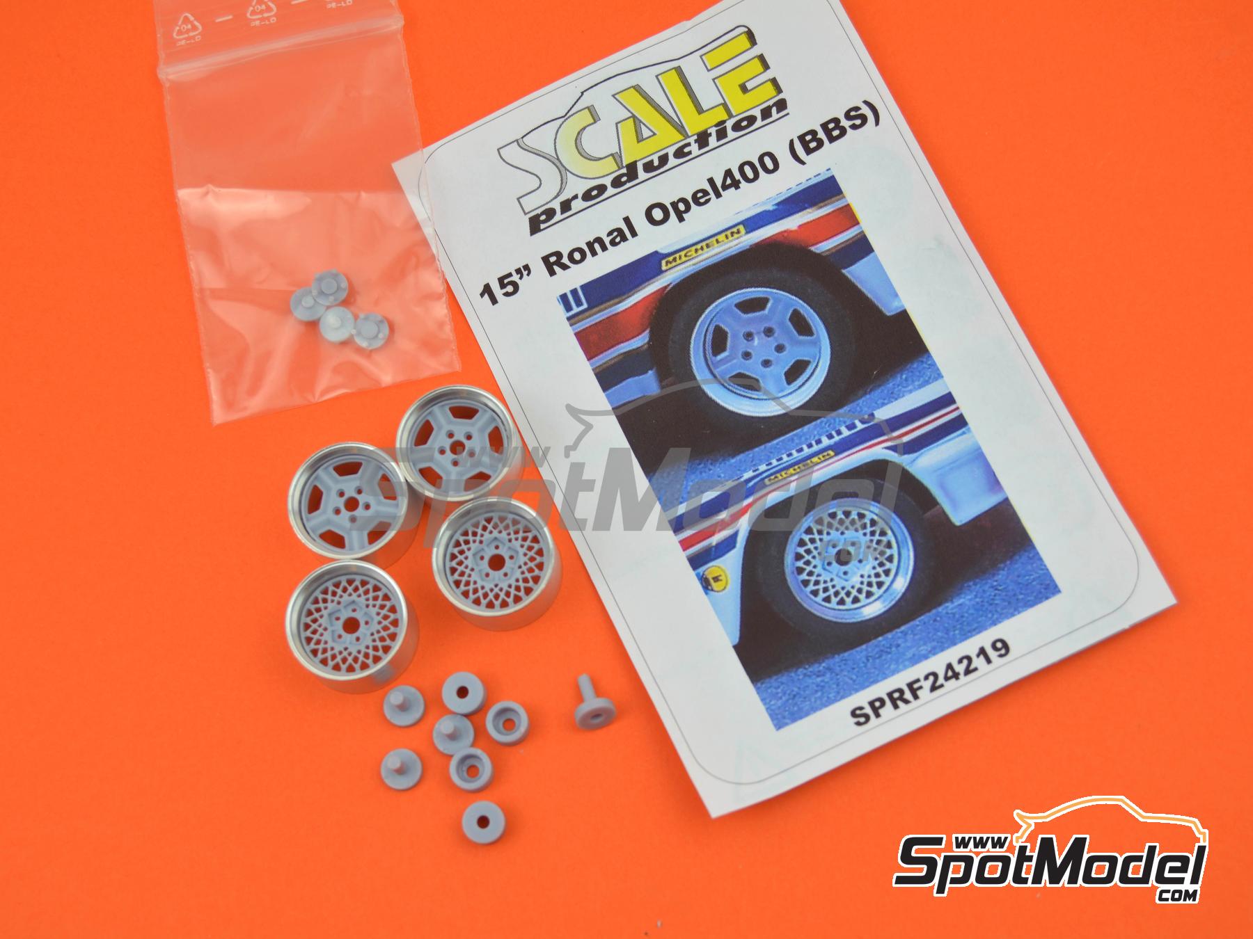 Image 10: Ronal + BBS 15 pulgadas para Opel Ascona 400 | Llantas en escala 1/24 fabricado por Scale Production (ref. SPRF24219)