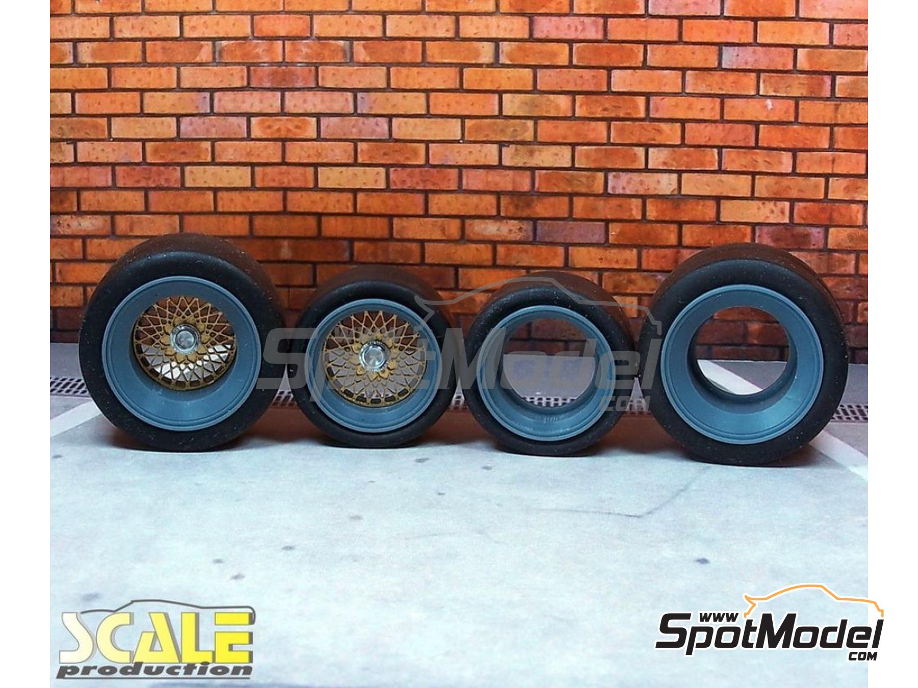 Image 1: BBS E50 de 16 y 19 pulgadas con neum&aacute;ticos lisos para Grupo 5 | Set de llantas y neum&aacute;ticos en escala&nbsp;1/24 fabricado por Scale Production (ref.&nbsp;SPRF24221+SLICKS)