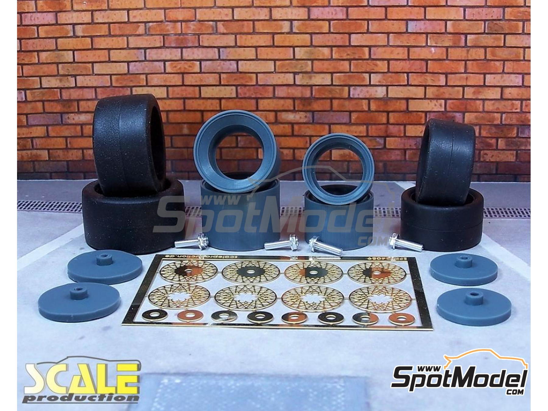 Image 2: BBS E50 de 16 y 19 pulgadas con neum&aacute;ticos lisos para Grupo 5 | Set de llantas y neum&aacute;ticos en escala&nbsp;1/24 fabricado por Scale Production (ref.&nbsp;SPRF24221+SLICKS)