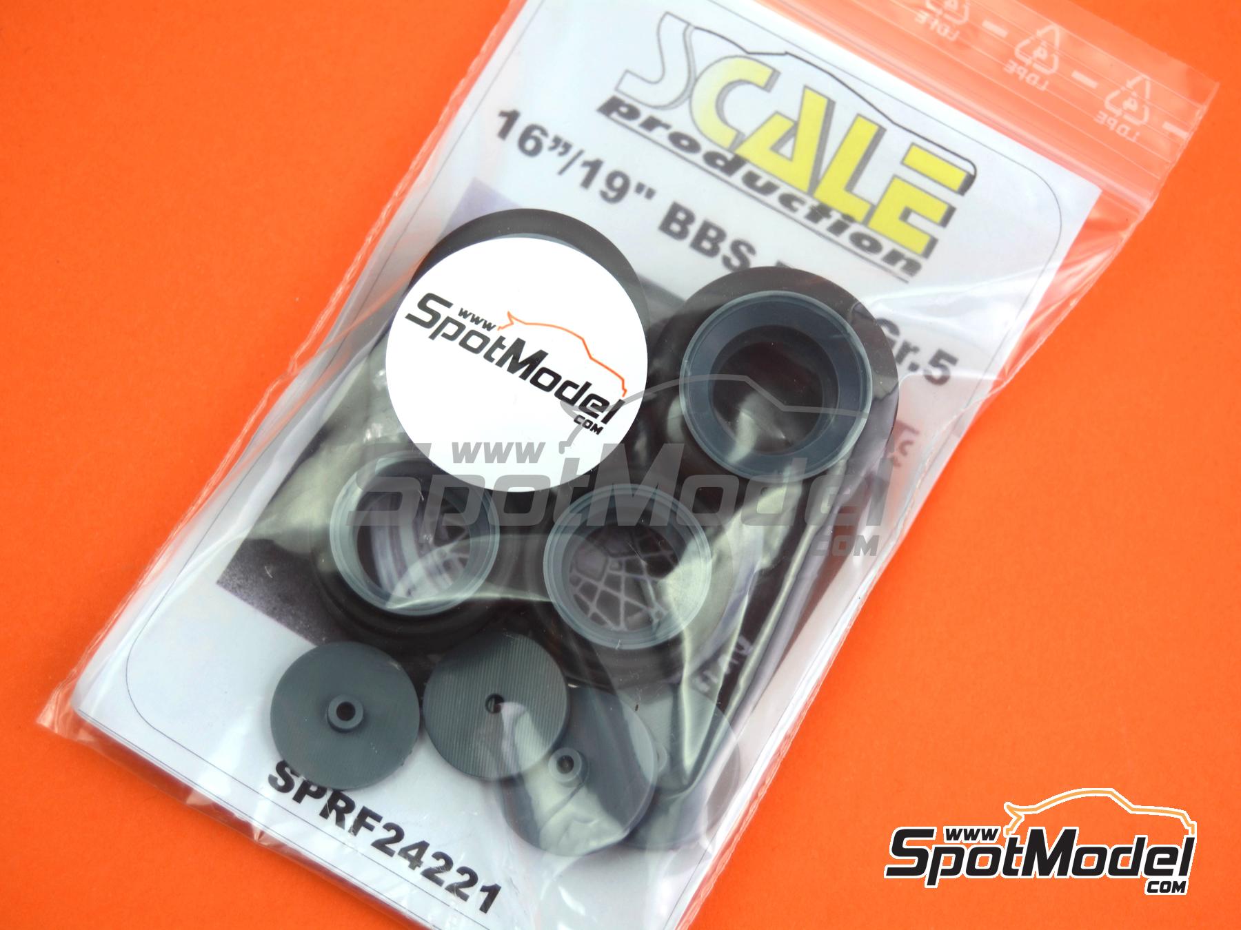 Image 6: BBS E50 de 16 y 19 pulgadas con neum&aacute;ticos lisos para Grupo 5 | Set de llantas y neum&aacute;ticos en escala&nbsp;1/24 fabricado por Scale Production (ref.&nbsp;SPRF24221+SLICKS)