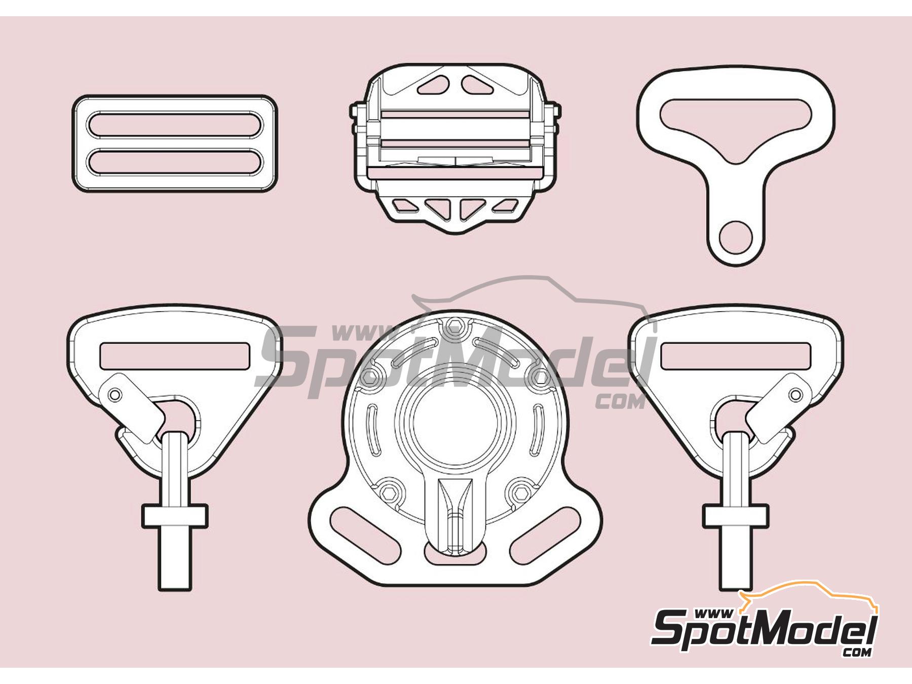 Image 2: Hebillas de arneses de competición | Detalle en escala 1/24 fabricado por Scalecars.Online (ref. SCO-R020)