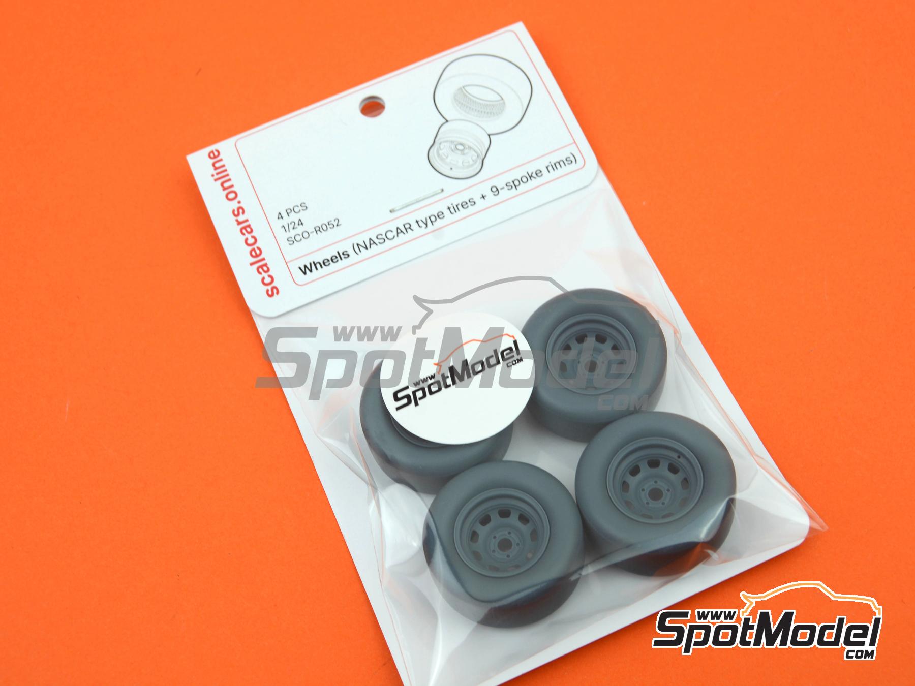 Image 5: NASCAR 9-spoke rims + tires | Rims and tyres set in 1/24 scale manufactured by Scalecars.Online (ref. SCO-R052)