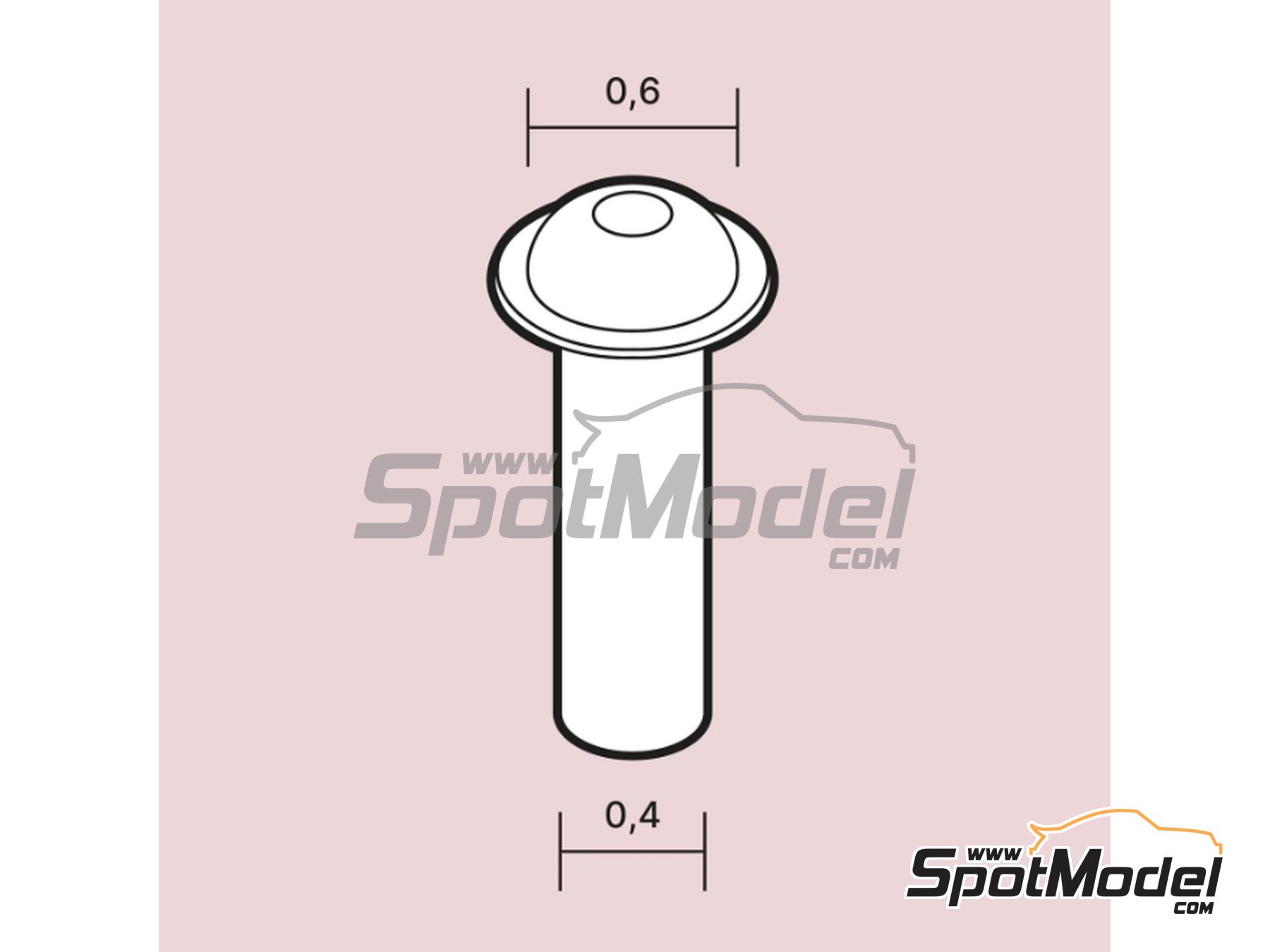 Image 1: Remaches redondos con arandela de 0,6mm | Remaches en escala&nbsp;1/24 fabricado por Scalecars.Online (ref.&nbsp;SCO-R066)