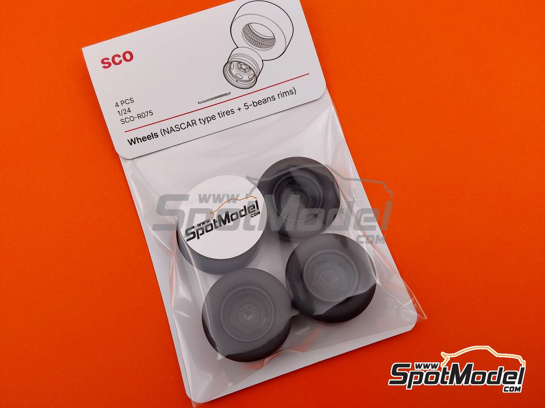 Image 4: NASCAR 5-beans rims + tires | Rims and tyres set in 1/24 scale manufactured by Scalecars.Online (ref. SCO-R075)