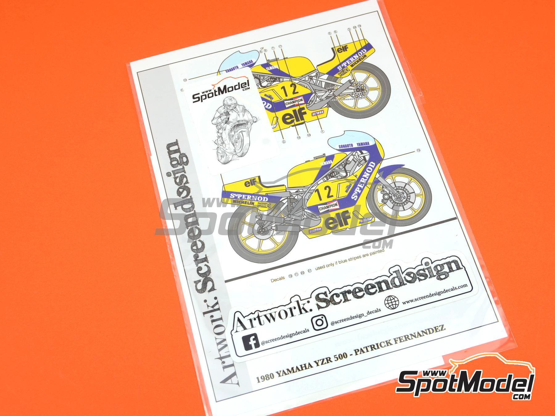 Image 6: Yamaha YZR500 sponsored by Pernod - Motorcycle World Championship 1980 | Marking / livery in 1/12 scale manufactured by Screendesign (ref.&nbsp;SD-2022-004)