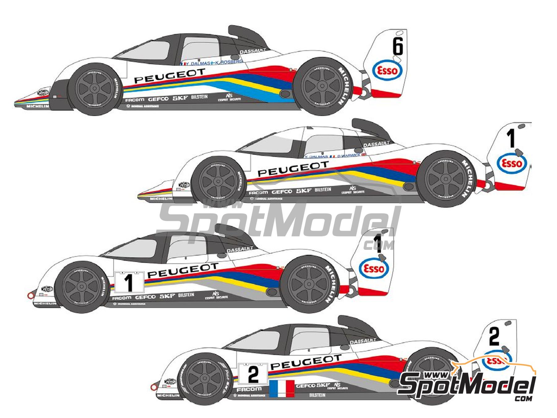 Image 1: Peugeot 905 Evo1 Peugeot Talbot Sport Team sponsored by Esso - 24 Hours Le Mans, Silverstone 1991, 1992 and 1993 | Marking / livery in 1/24 scale manufactured by Shunko Models (ref.&nbsp;SHK-D120B)