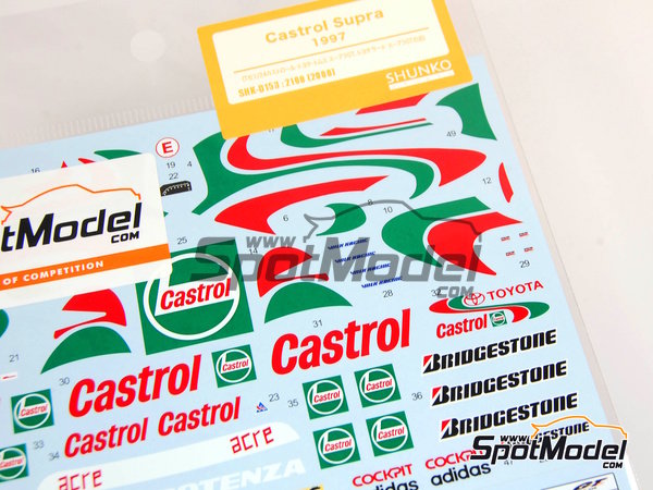 Image 2: Toyota Supra GT patrocinado por Castrol - Campeonato GT de Japon - Japan GT Championship JGTC 1997 | Decoraci&oacute;n en escala&nbsp;1/24 fabricado por Shunko Models (ref.&nbsp;SHK-D153)