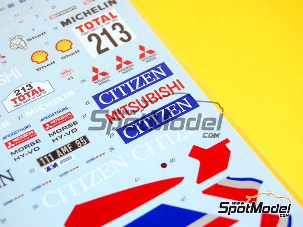 Image 3: Mitsubishi Pajero Sonauto RalliArt Team sponsored by Citizen - Paris Le Cap 1992 | Marking / livery in 1/24 scale manufactured by Shunko Models (ref.&nbsp;SHK-D206)