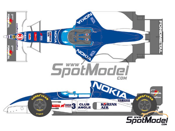 Image 1: Tyrrell Yamaha 023 Tyrrell Racing Team sponsored by Nokia - FIA Formula 1 World Championship 1995 | Marking / livery in 1/20 scale manufactured by Shunko Models (ref.&nbsp;SHK-D222)