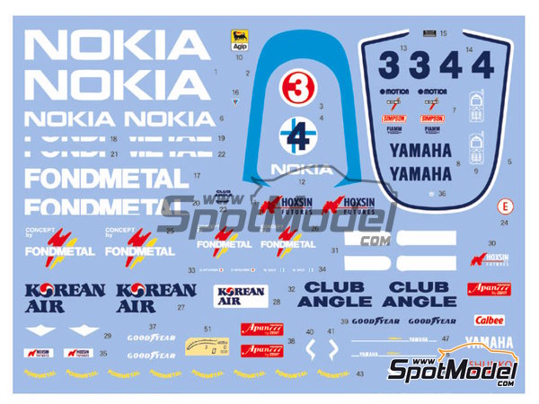 Image 2: Tyrrell Yamaha 023 Tyrrell Racing Team sponsored by Nokia - FIA Formula 1 World Championship 1995 | Marking / livery in 1/20 scale manufactured by Shunko Models (ref.&nbsp;SHK-D222)