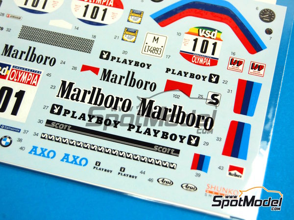 Image 2: BMW R80G/S + rider sponsored by Marlboro - Dakar Rally 1985 | Marking / livery in 1/12 scale manufactured by Shunko Models (ref.&nbsp;SHK-D230)