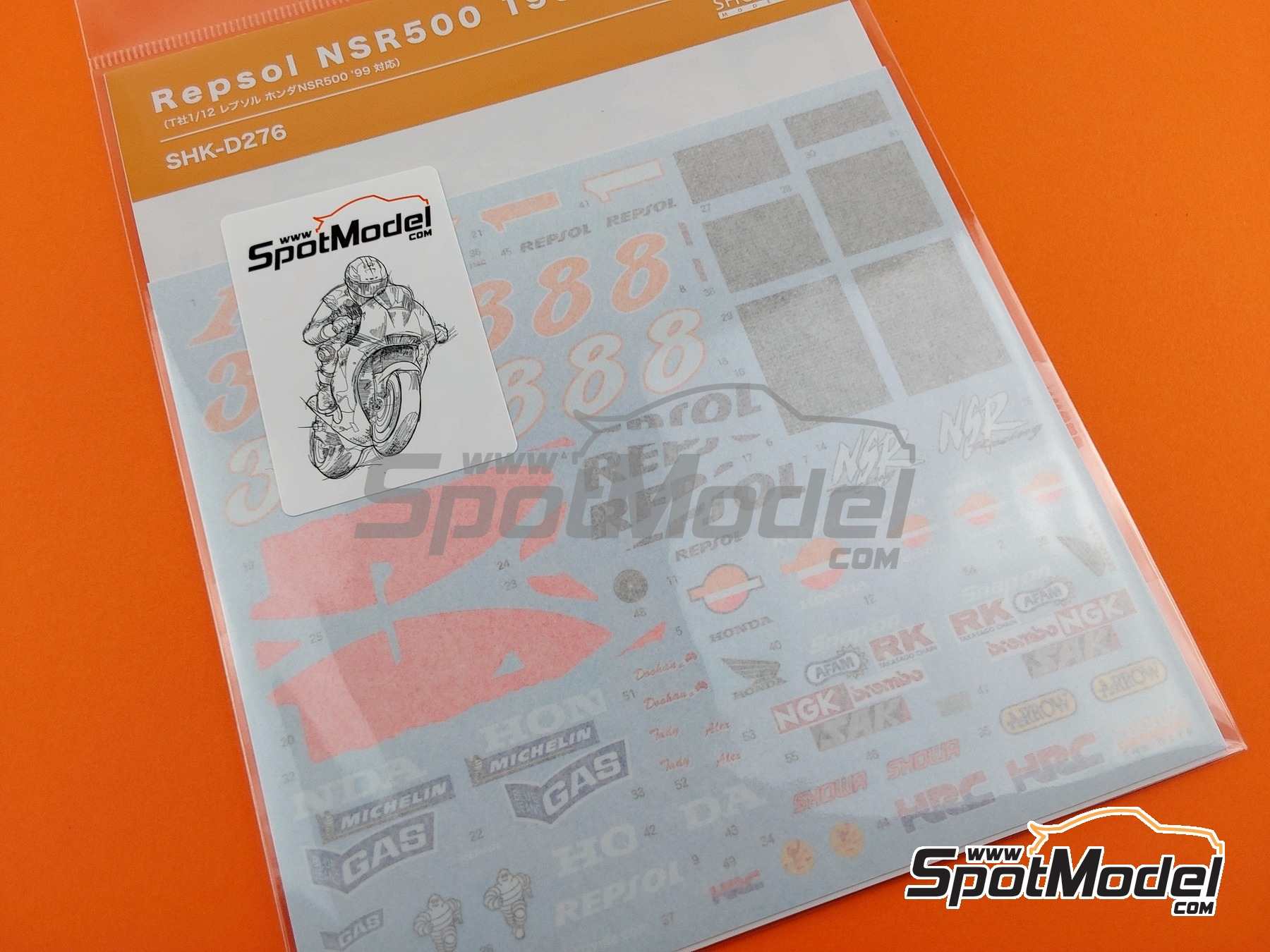 Image 2: Honda NSR500 Equipo HRC patrocinado por Repsol - Campeonato del Mundo de Motociclismo 1999 | Decoraci&oacute;n en escala&nbsp;1/12 fabricado por Shunko Models (ref.&nbsp;SHK-D276)