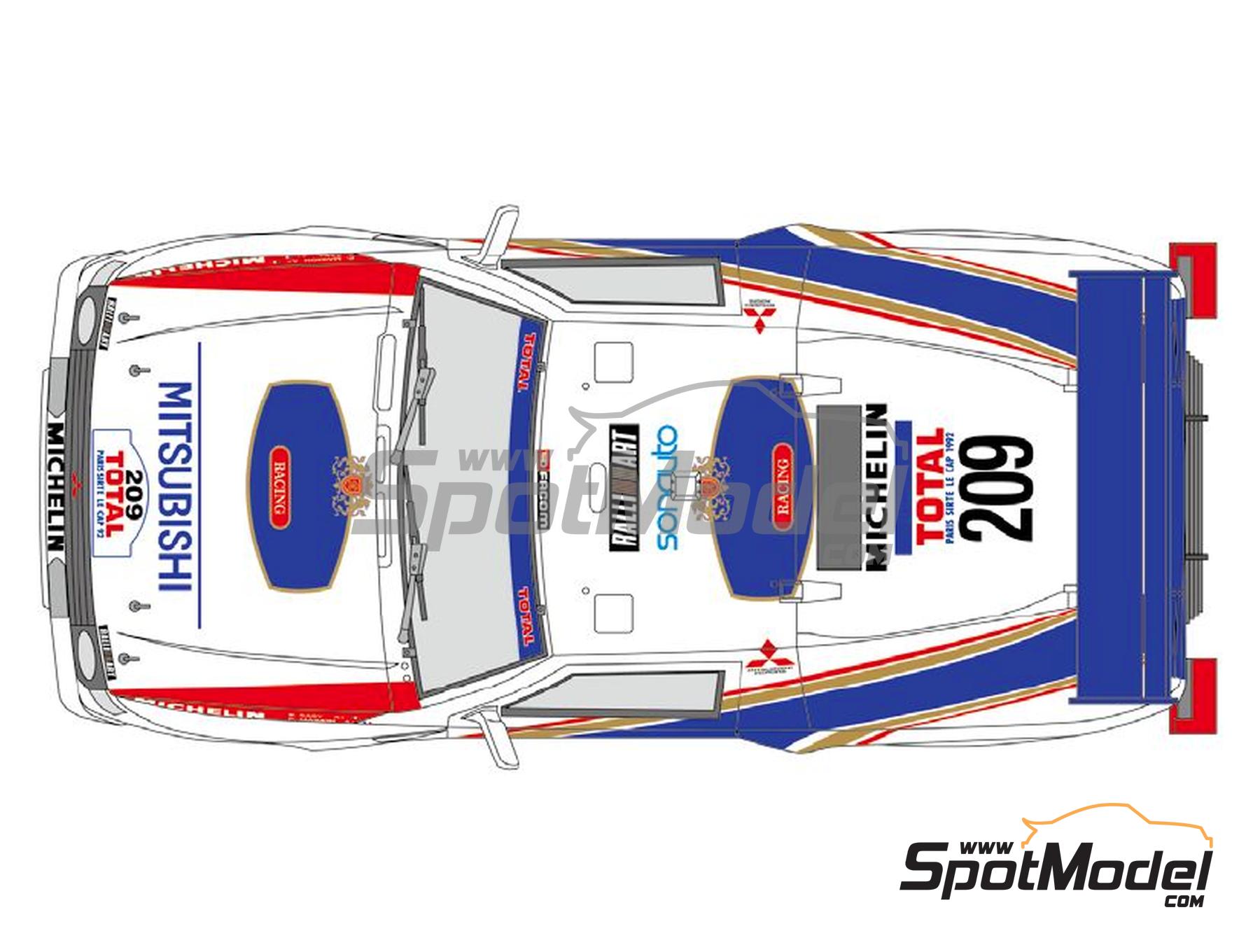 Image 1: Mitsubishi Pajero Equipo Sonauto RalliArt patrocinado por Rothmans - Paris El Cabo 1992 | Decoraci&oacute;n en escala&nbsp;1/24 fabricado por Shunko Models (ref.&nbsp;SHK-D298SE)