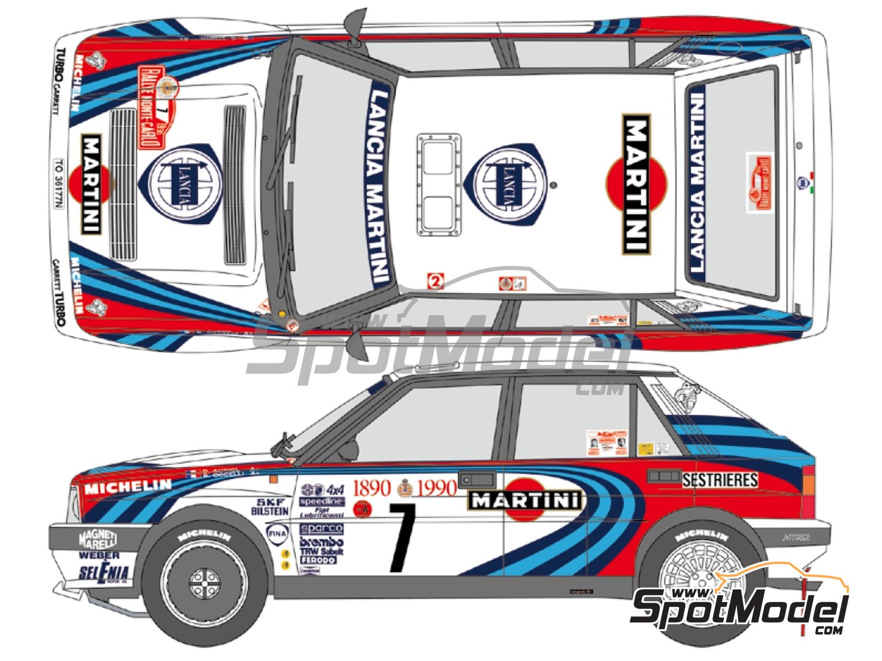 Image 1: Lancia Delta HF Integrale 16V sponsored by Martini - Monte Carlo Rally - Rallye Automobile de Monte-Carlo 1990 | Marking / livery in 1/24 scale manufactured by Shunko Models (ref.&nbsp;SHK-D322B)