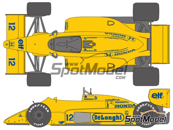 Image 1: Lotus Honda 99T Lotus Team sponsored by De Longhi Camel - FIA Formula 1 World Championship 1987 | Marking / livery in 1/20 scale manufactured by Shunko Models (ref. SHK-D330)