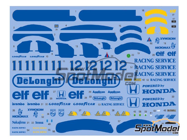 Image 2: Lotus Honda 99T Lotus Team sponsored by De Longhi Camel - FIA Formula 1 World Championship 1987 | Marking / livery in 1/20 scale manufactured by Shunko Models (ref. SHK-D330)