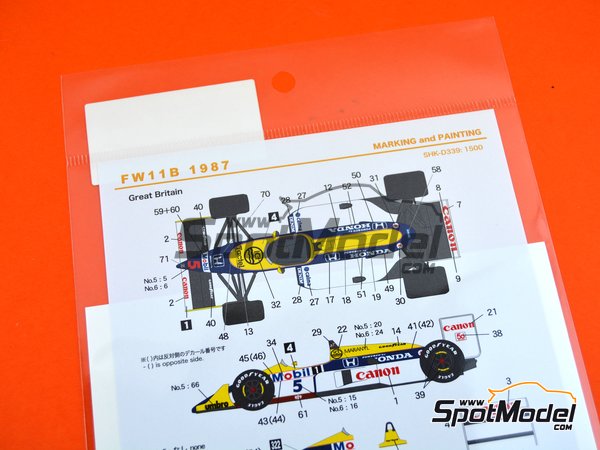 Image 3: Williams Honda FW11B Equipo Williams Grand Prix Engineering patrocinado por Canon Mobil1 - Campeonato del Mundo FIA de Formula 1 1987 | Decoraci&oacute;n en escala&nbsp;1/20 fabricado por Shunko Models (ref.&nbsp;SHK-D339)