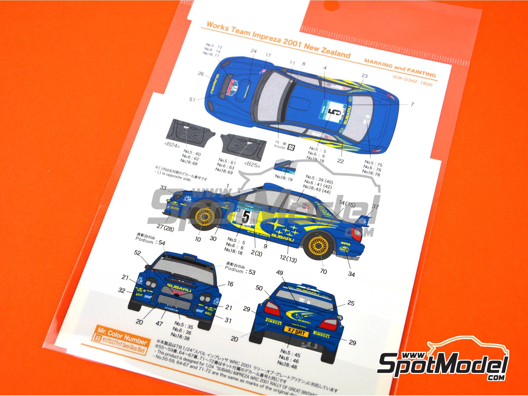 Image 3: Subaru Impreza WRC Works Team Impreza - New Zealand rally 2001 | Marking / livery in 1/24 scale manufactured by Shunko Models (ref.&nbsp;SHK-D342)