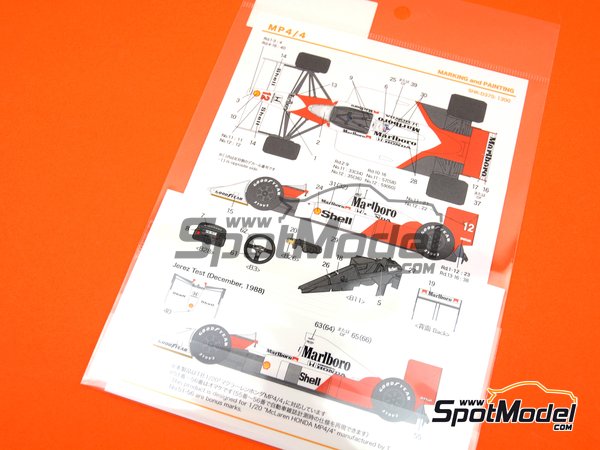 Image 4: McLaren Honda MP4/4 Equipo McLaren Racing Limited patrocinado por Marlboro - Campeonato del Mundo FIA de Formula 1 1988 | Decoraci&oacute;n en escala&nbsp;1/20 fabricado por Shunko Models (ref.&nbsp;SHK-D375)