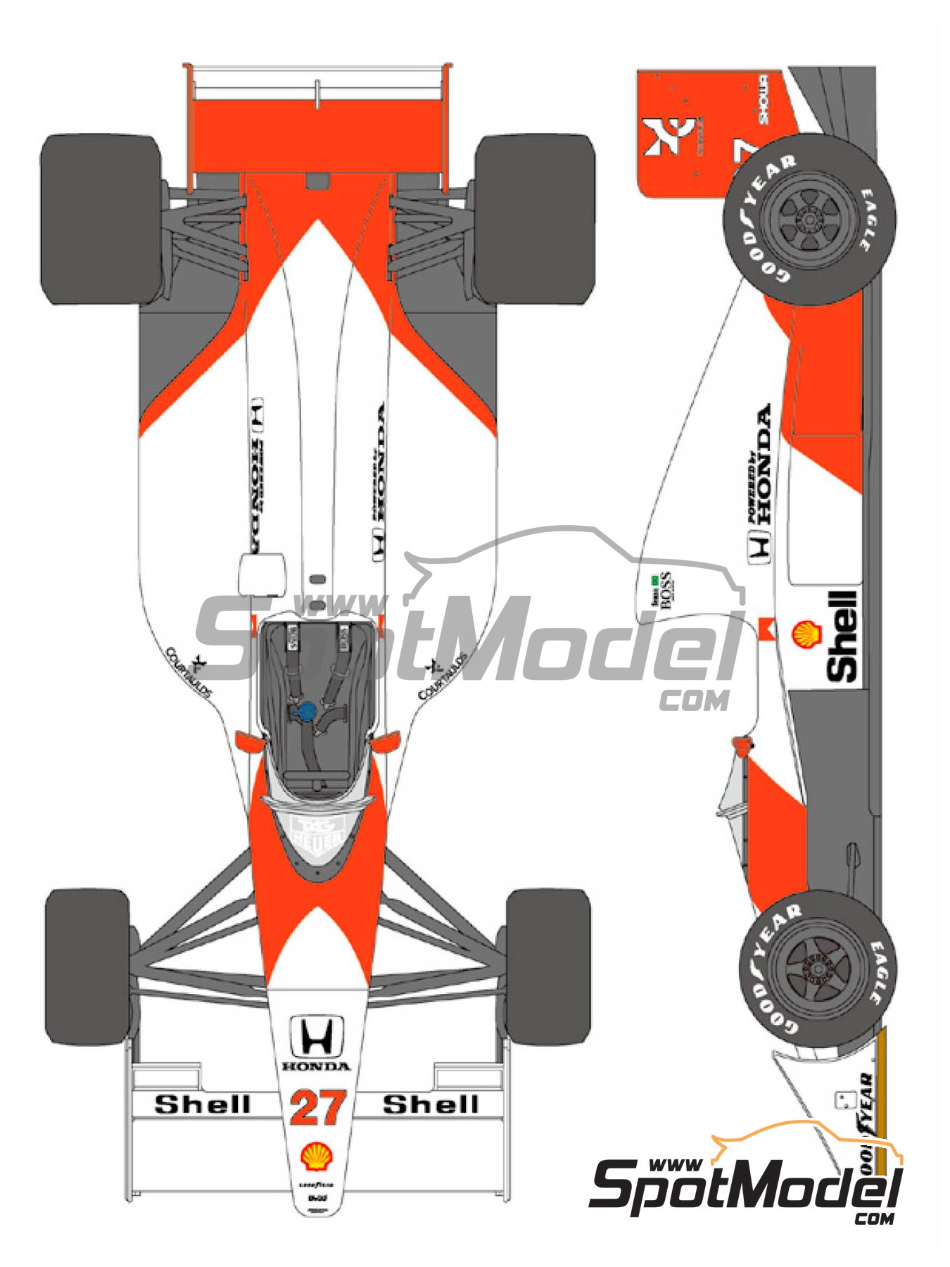 1/12 McLaren Honda MP4/6 Decal for Tamiya Kit A.Senna G Berger 