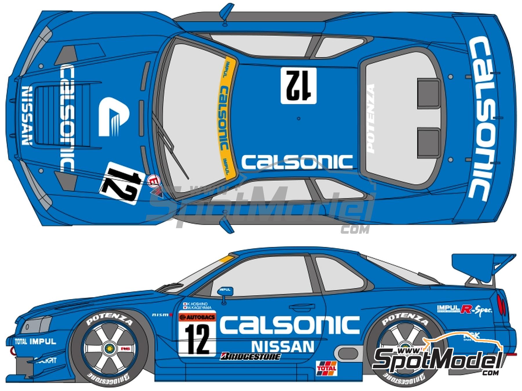Image 1: Nissan Skyline GT-R (R34) Impul Team sponsored by Calsonic - Japanese Grand Touring Car Championship (JGTC) 1999 | Marking / livery in 1/24 scale manufactured by Shunko Models (ref.&nbsp;SHK-D395)