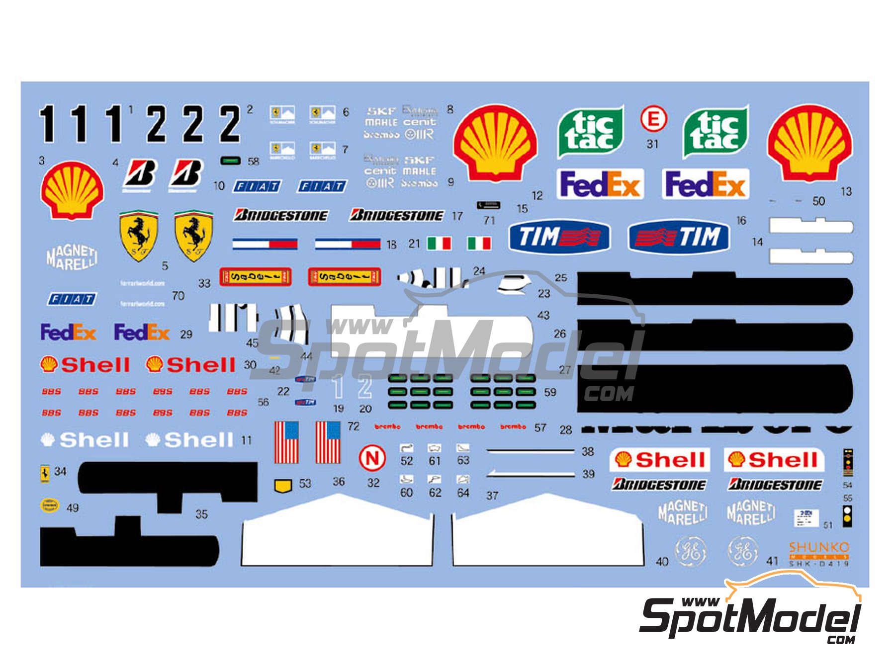 Image 2: Ferrari F2001 Equipo Scuderia Ferrari patrocinado por Marboro - Campeonato del Mundo FIA de Formula 1 2001 | Decoración en escala 1/20 fabricado por Shunko Models (ref. SHK-D419)