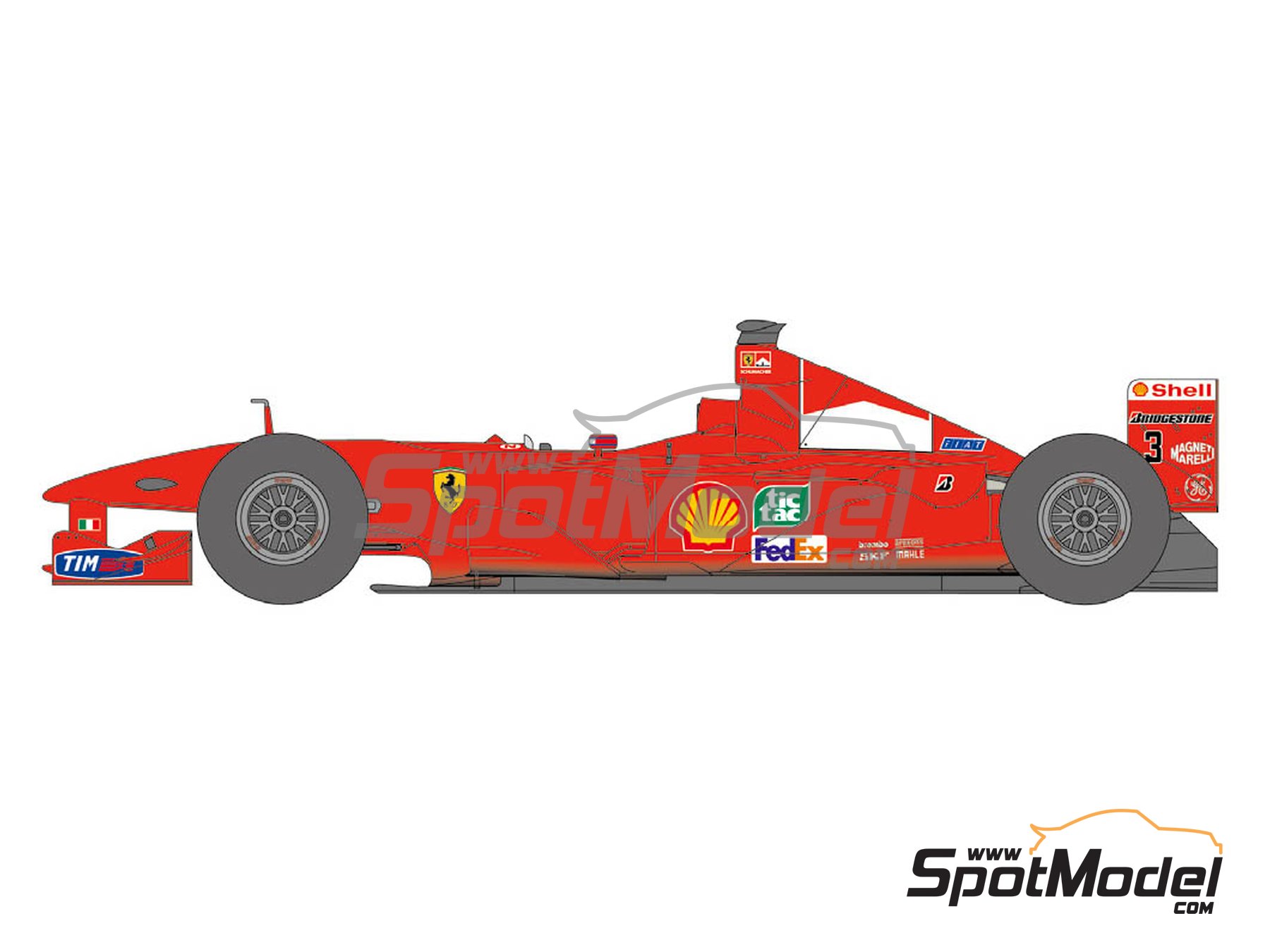 Image 2: Ferrari F1 2000 Scuderia Ferrari Team sponsored by Marlboro - FIA Formula 1 World Championship 2000 | Marking / livery in 1/20 scale manufactured by Shunko Models (ref.&nbsp;SHK-D426)