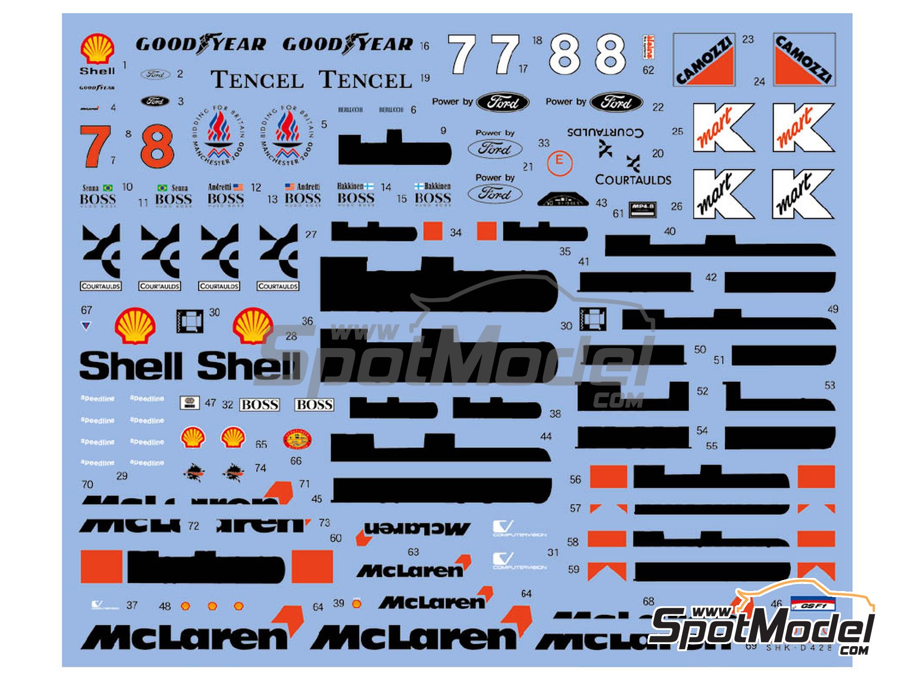 Image 2: McLaren Ford MP4/8 McLaren Racing Limited Team sponsored by Marlboro - FIA Formula 1 World Championship 1993 | Marking / livery in 1/20 scale manufactured by Shunko Models (ref.&nbsp;SHK-D428)