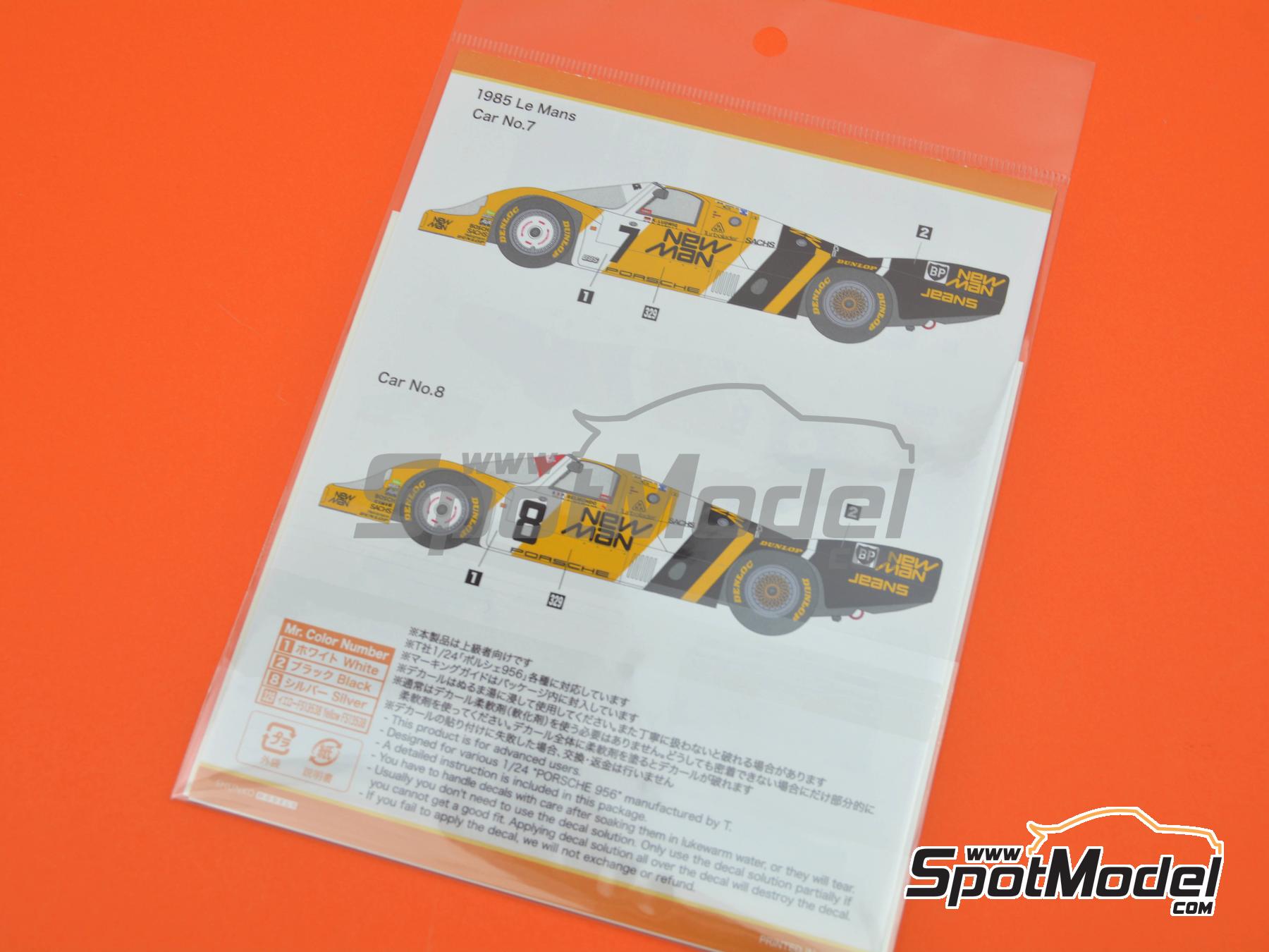 Image 7: Porsche 956B Joest Racing Team sponsored by NewMan, BP - 24 Hours Le Mans 1985 | Marking / livery in 1/24 scale manufactured by Shunko Models (ref.&nbsp;SHK-D501)