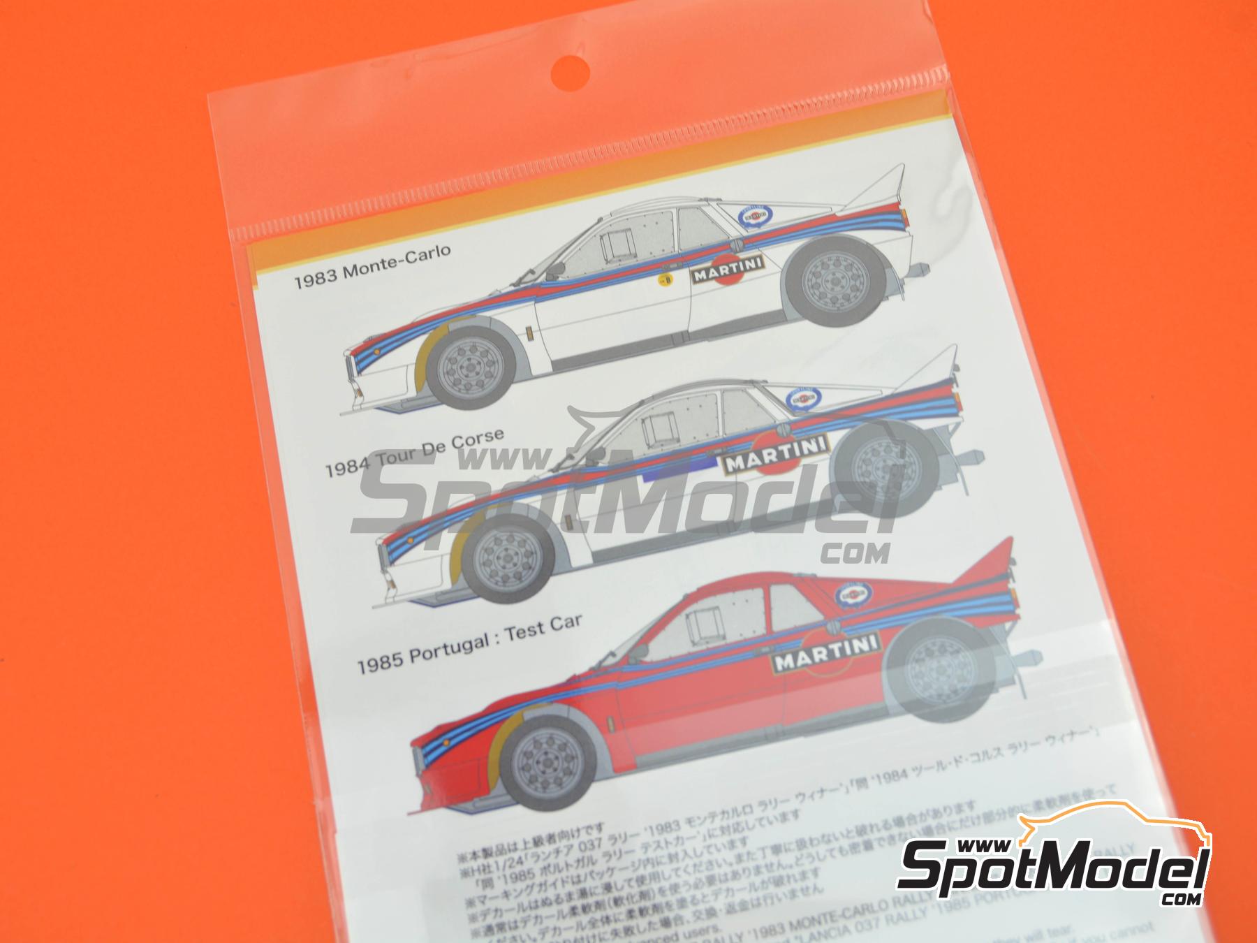 Image 4: Lancia Rally 037 sponsored by Martini Rothmans - Monte Carlo Rally - Rallye Automobile de Monte-Carlo, Tour de Corse Rallye de France, Shakedown Test Portugal Rally - Vinho do Porto 1983 and 1984 | Marking / livery in 1/24 scale manufactured by Shunko Models (ref.&nbsp;SHK-D504)