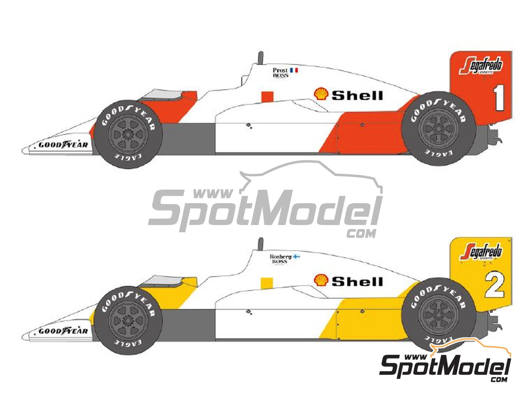 Image 2: McLaren TAG Porsche MP4/2C sponsored by Segafredo - Portuguese Formula 1 Grand Prix, FIA Formula 1 World Championship 1986 | Marking / livery in 1/12 scale manufactured by Shunko Models (ref.&nbsp;SHK-D508)