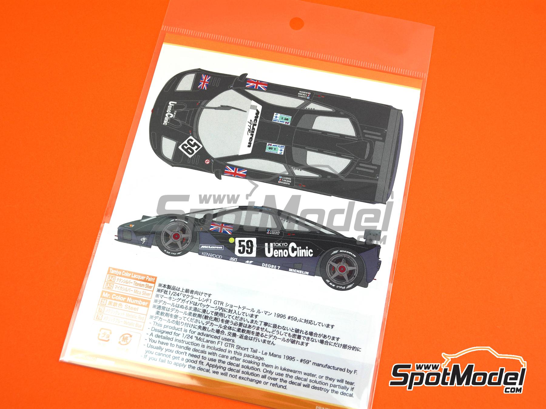 Image 4: McLaren F1 GTR Equipo Kokusai Kaihatsu UK Racing patrocinado por Ueno Clinic - 24 Horas de Le Mans 1995 | Decoraci&oacute;n en escala&nbsp;1/24 fabricado por Shunko Models (ref.&nbsp;SHK-D510)