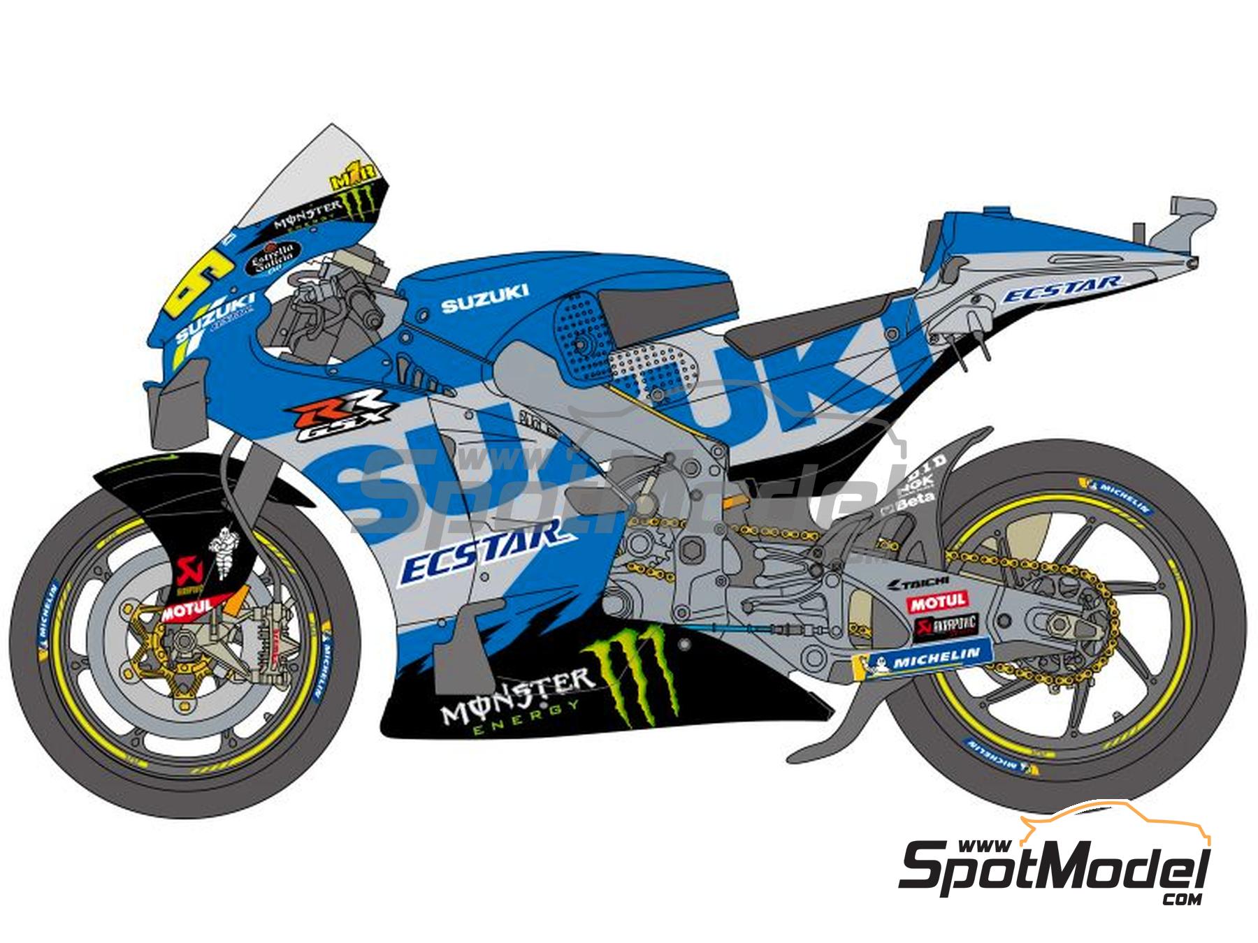 Image 1: Suzuki GSX-RR Equipo Suzuki Ecstar patrocinado por Monster -  2021 | Decoraci&oacute;n en escala&nbsp;1/12 fabricado por Shunko Models (ref.&nbsp;SHK-D516)